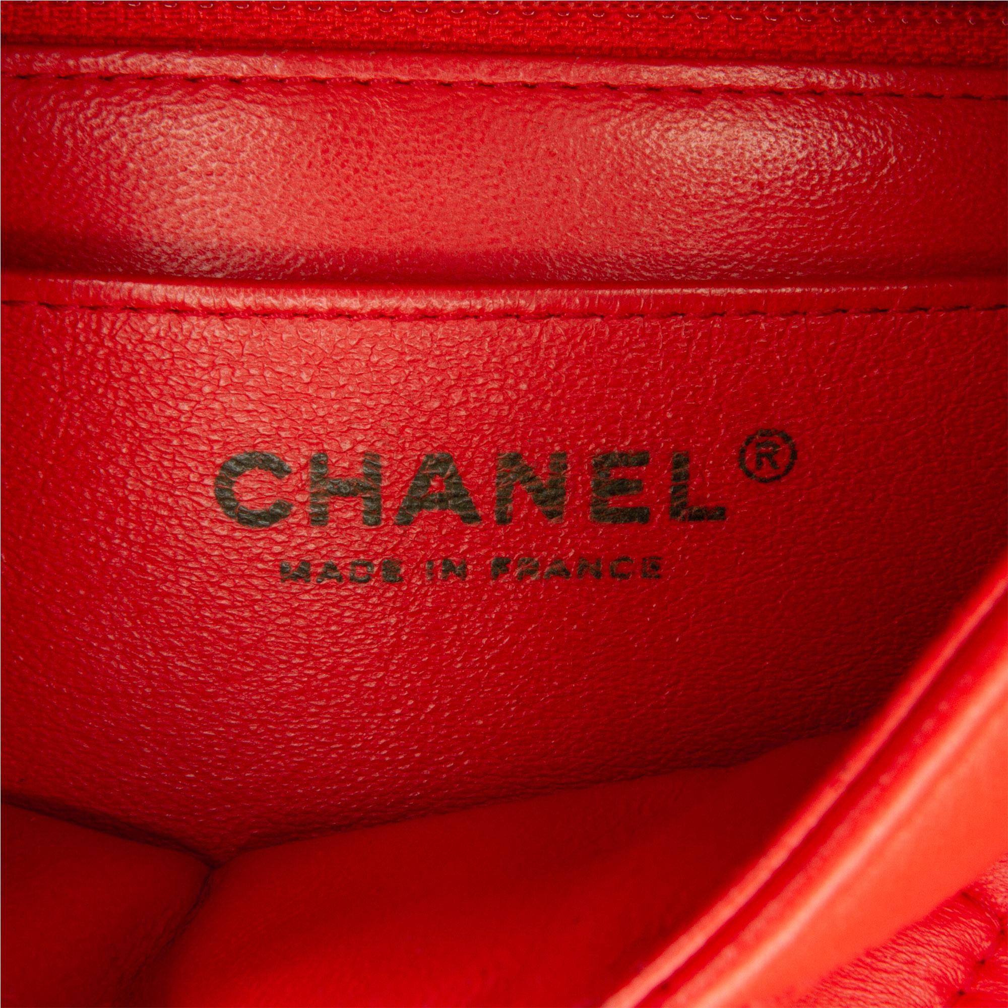 Chanel Red Mini Classic Lambskin Rectangular Single Flap