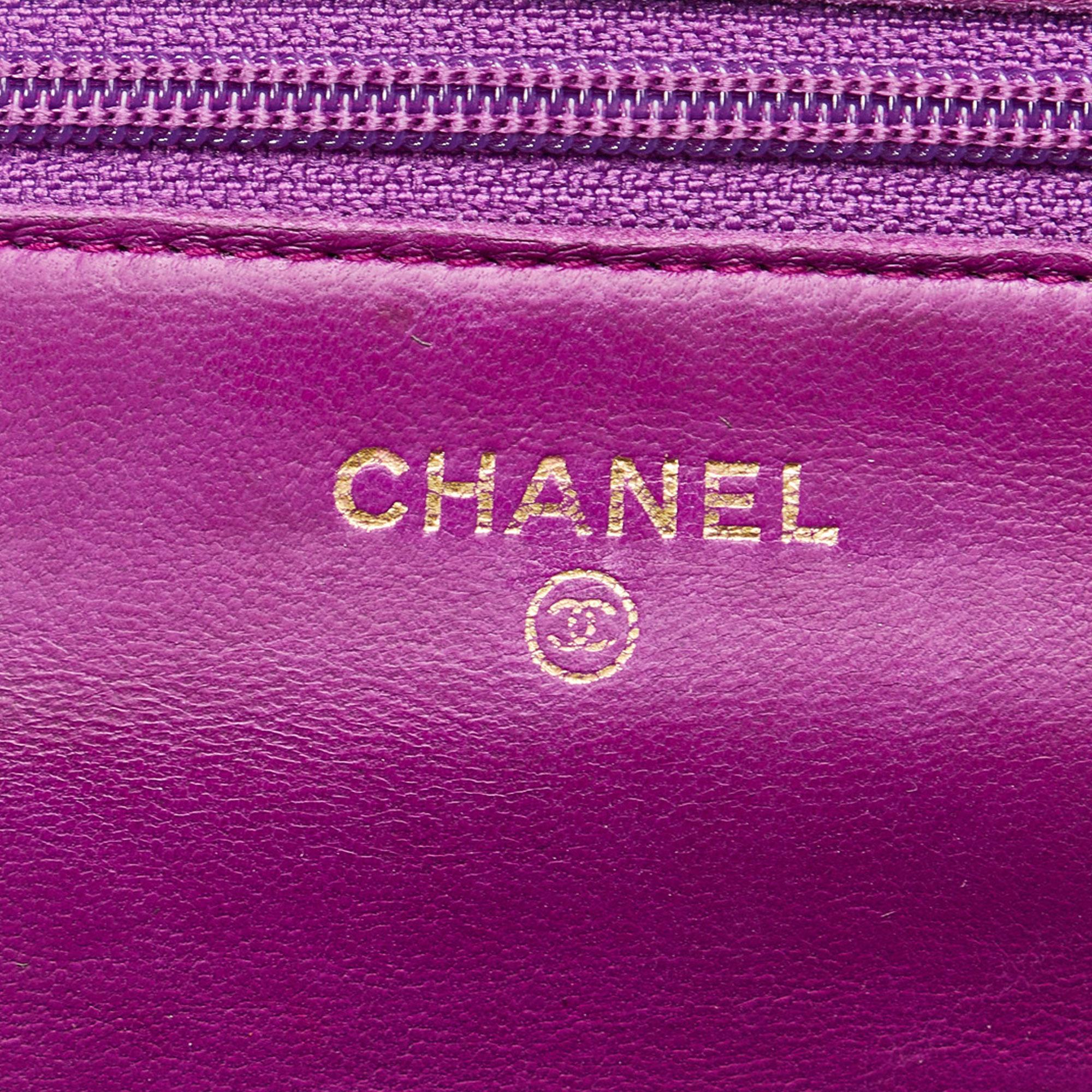Chanel Purple Camellia Wallet On Chain