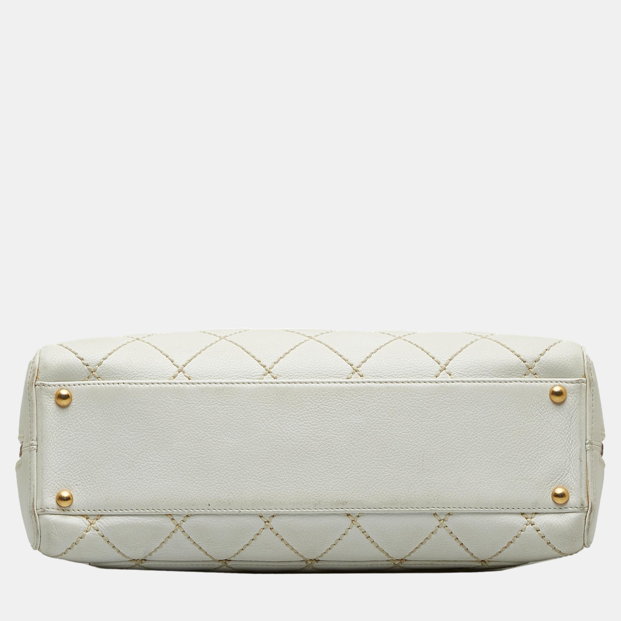 Chanel White CC Wild Stitch Handbag