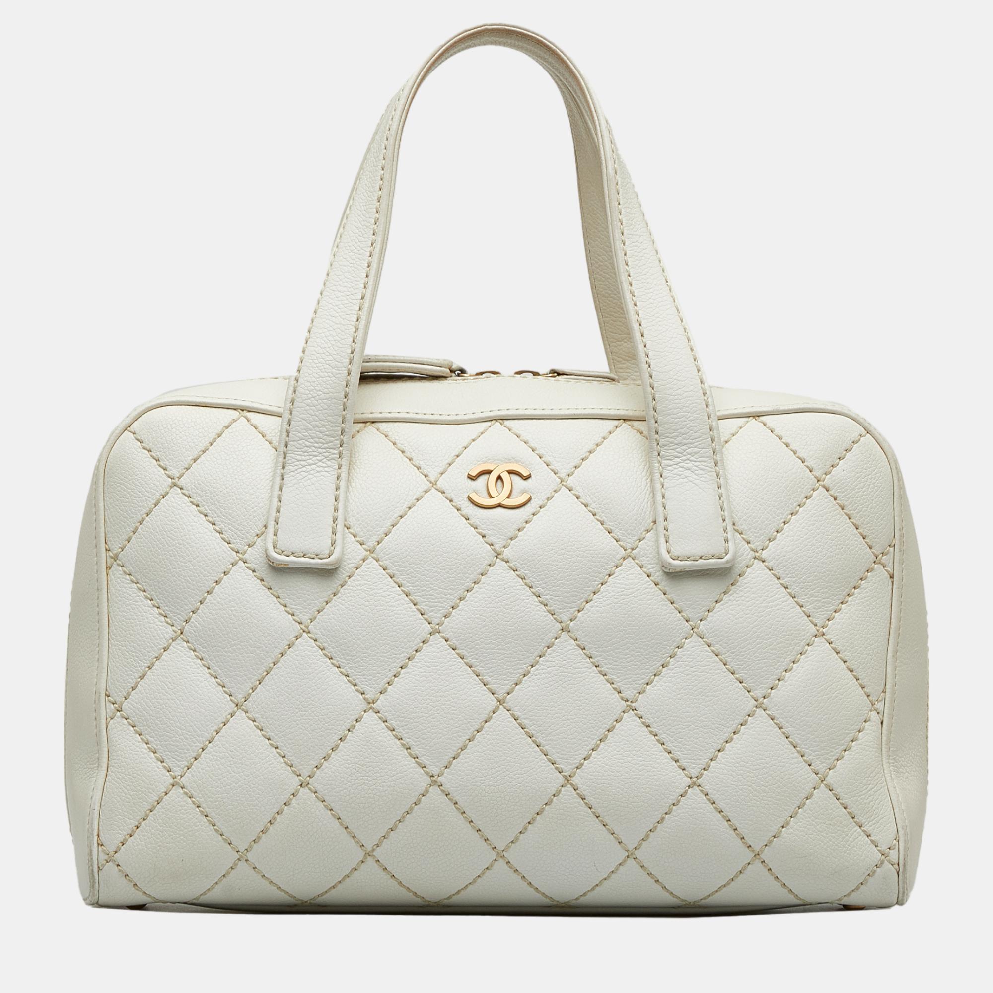 Chanel White CC Wild Stitch Handbag