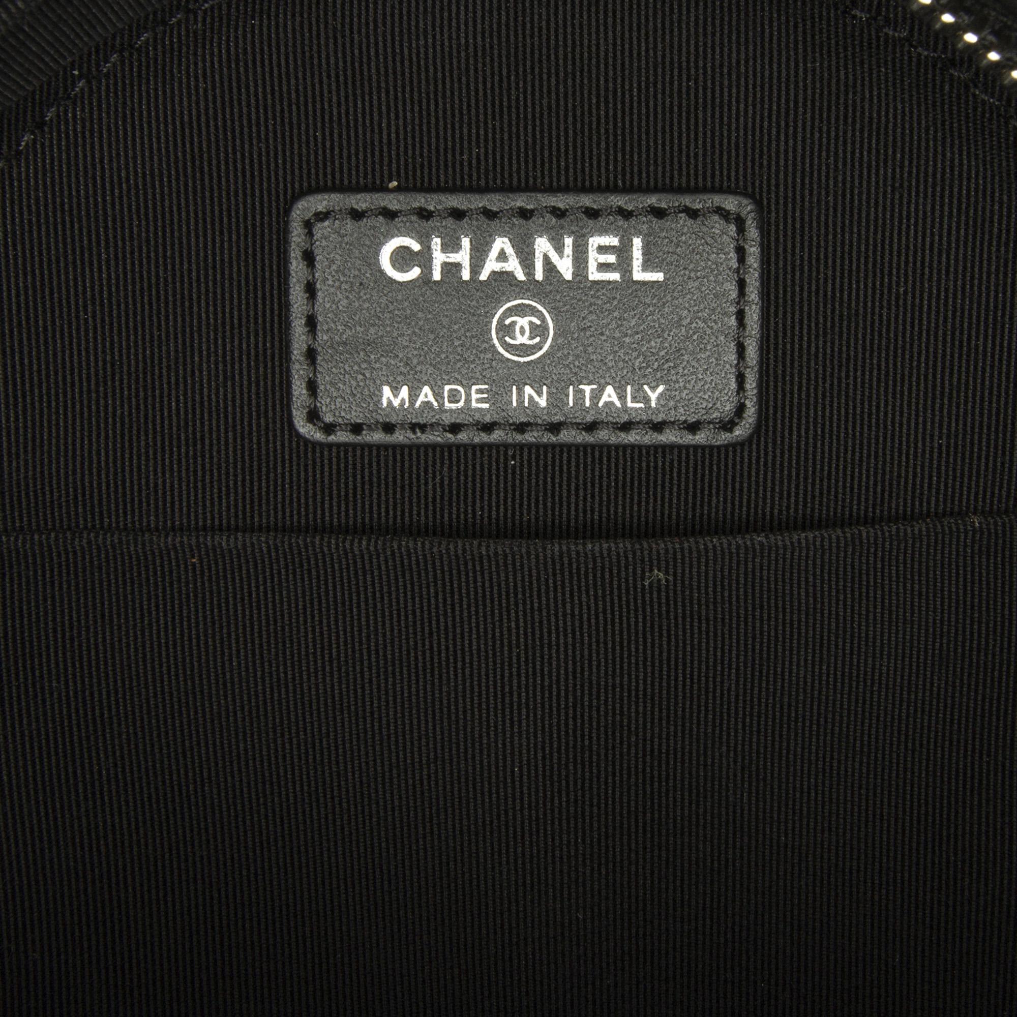 Chanel Black Suede Cocostellar Round Clutch On Chain