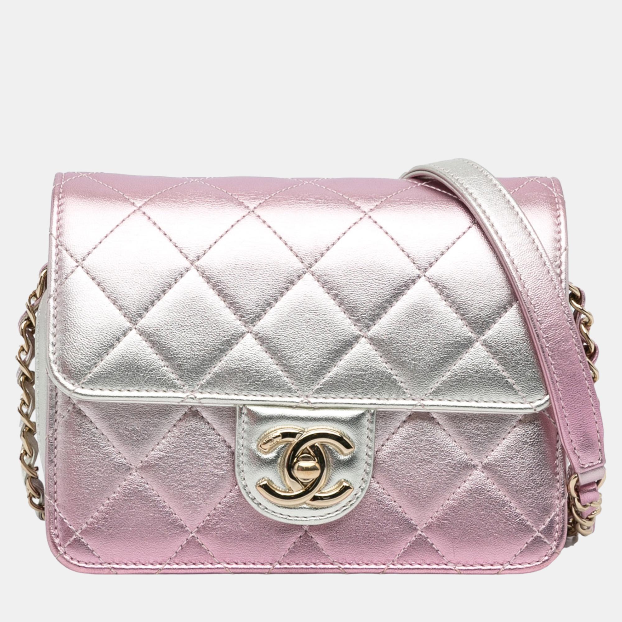 Chanel Pink Mini Metallic Like A Wallet Flap Bag