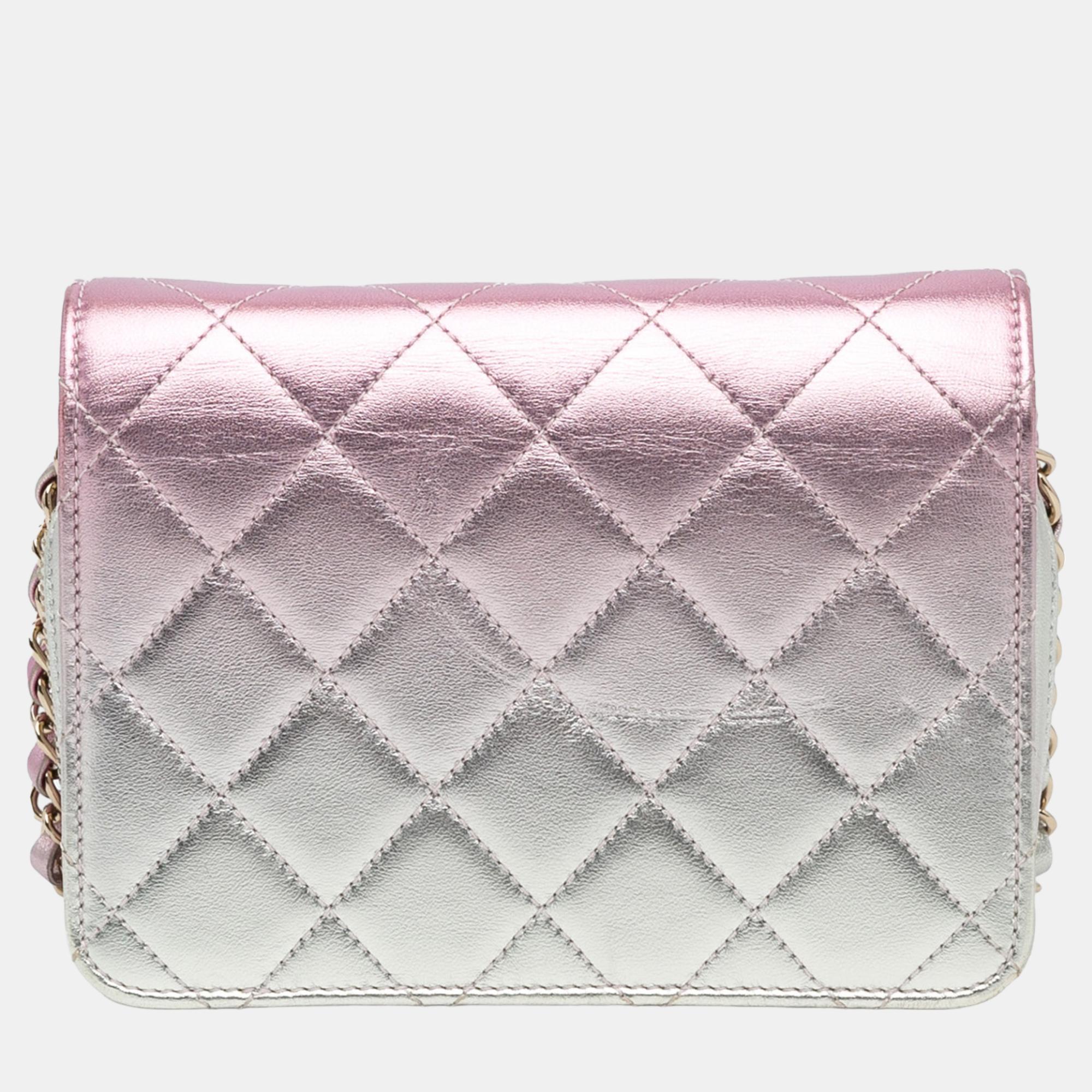 Chanel Pink Mini Metallic Like A Wallet Flap Bag