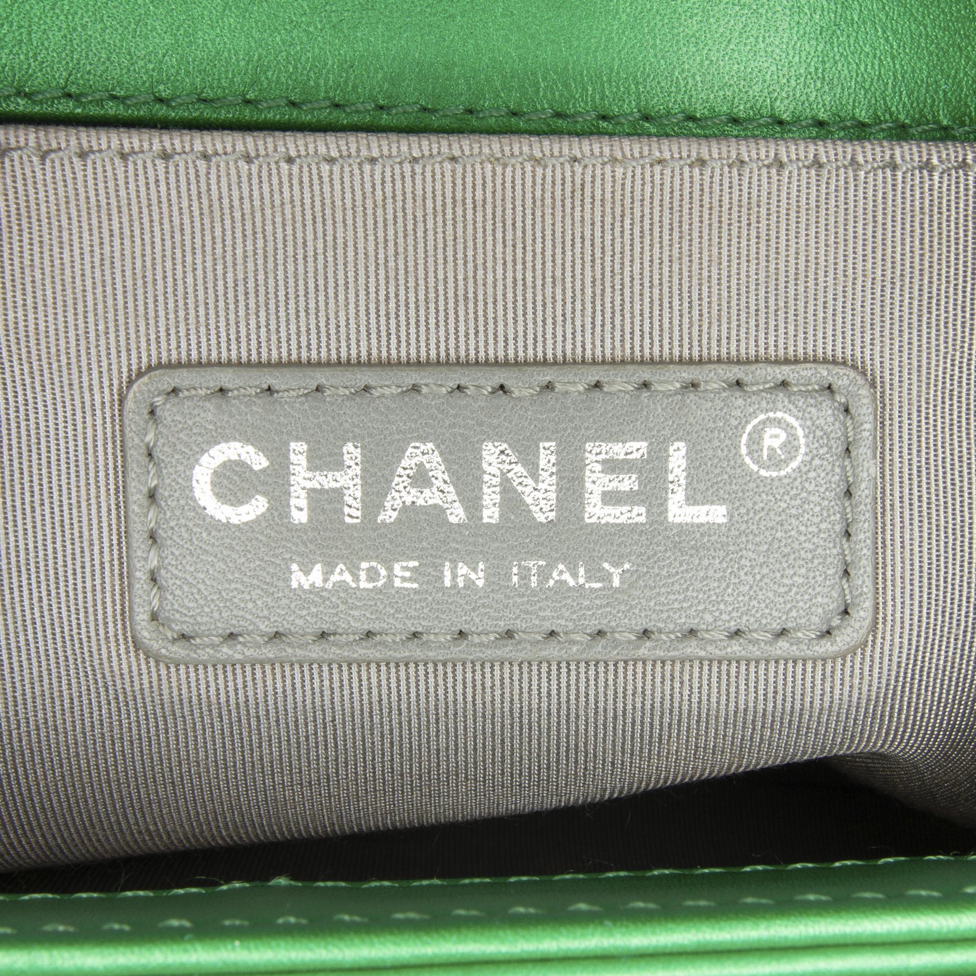 Chanel Green Medium Lambskin Boy Flap Bag