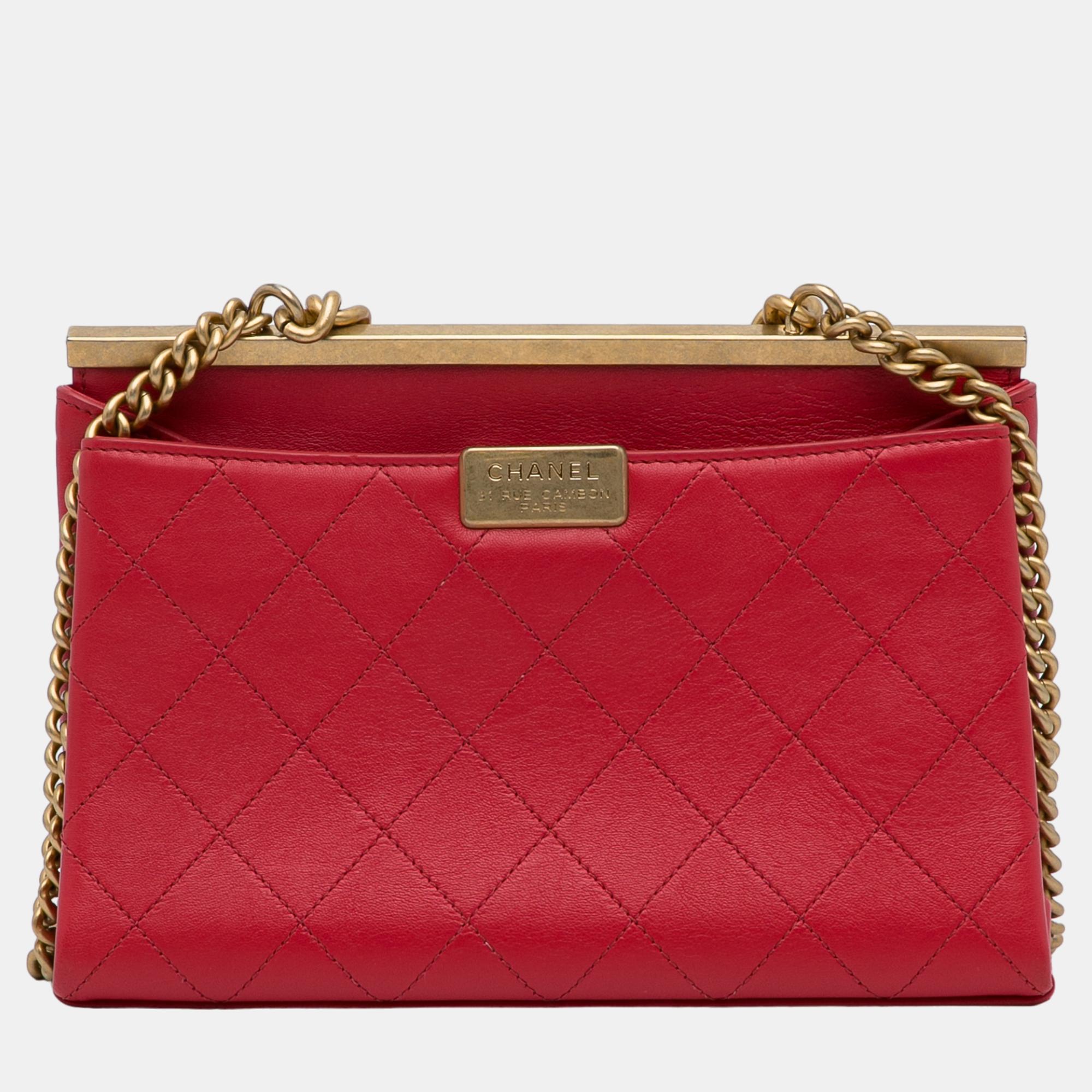 Chanel Red Small Coco Luxe Flap Satchel