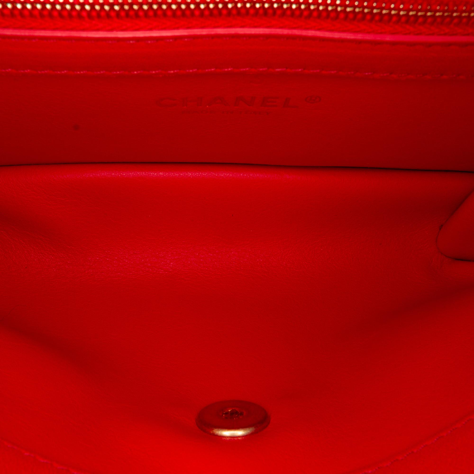 Chanel Red Small Coco Luxe Flap Satchel