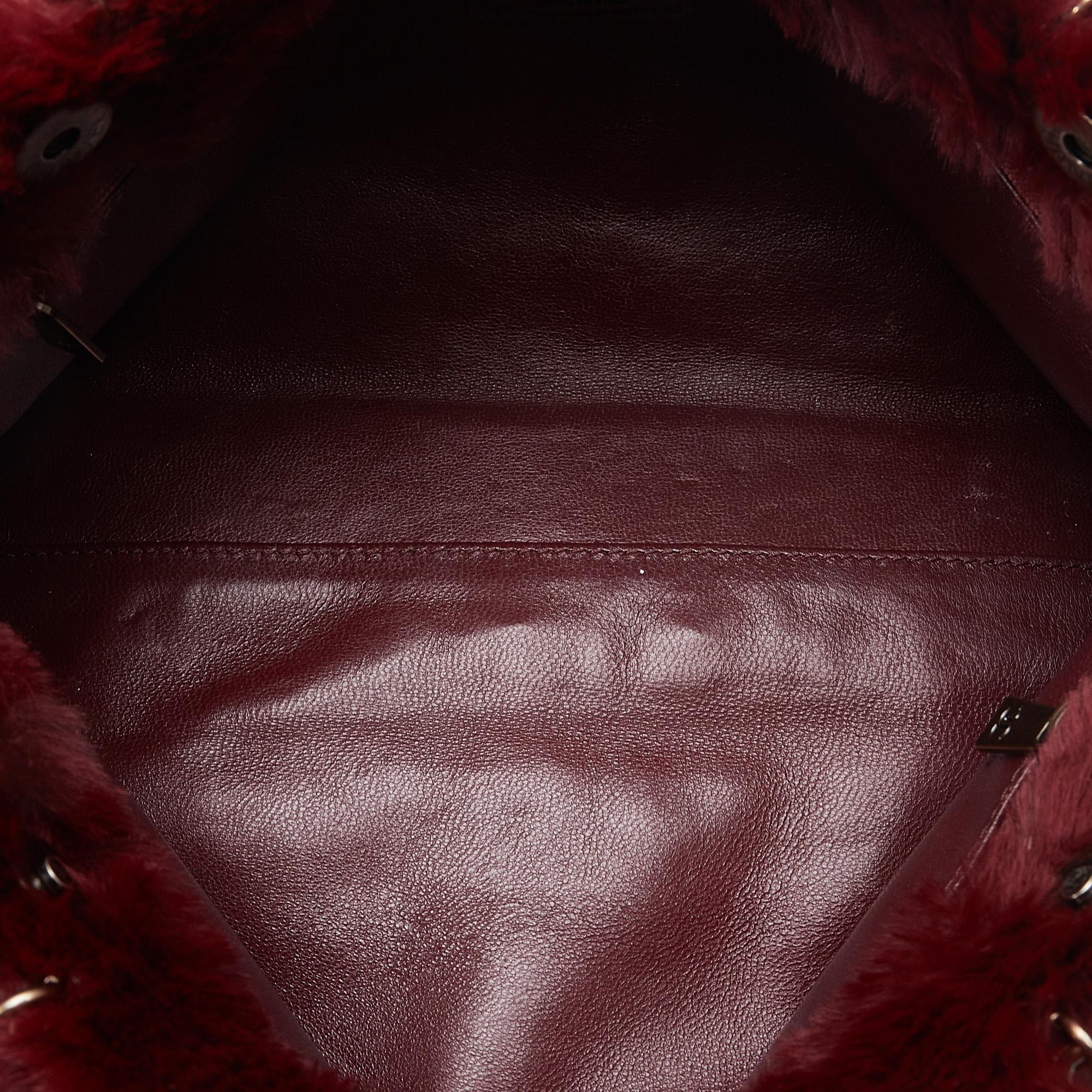 Chanel Red CC Fur Chain Tote Bag