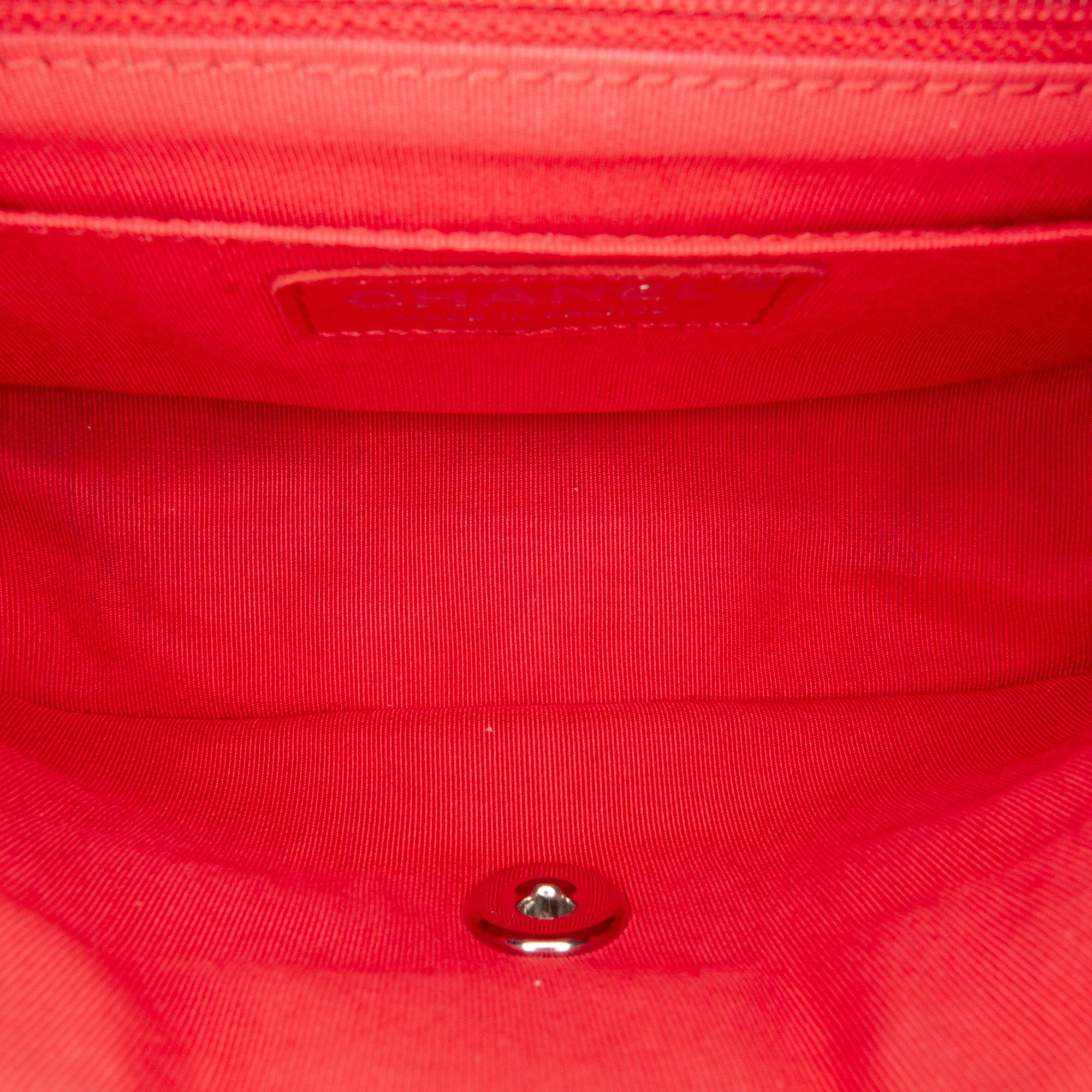 Chanel Red Mini Caviar Chevron Data Center Envelope Flap Bag