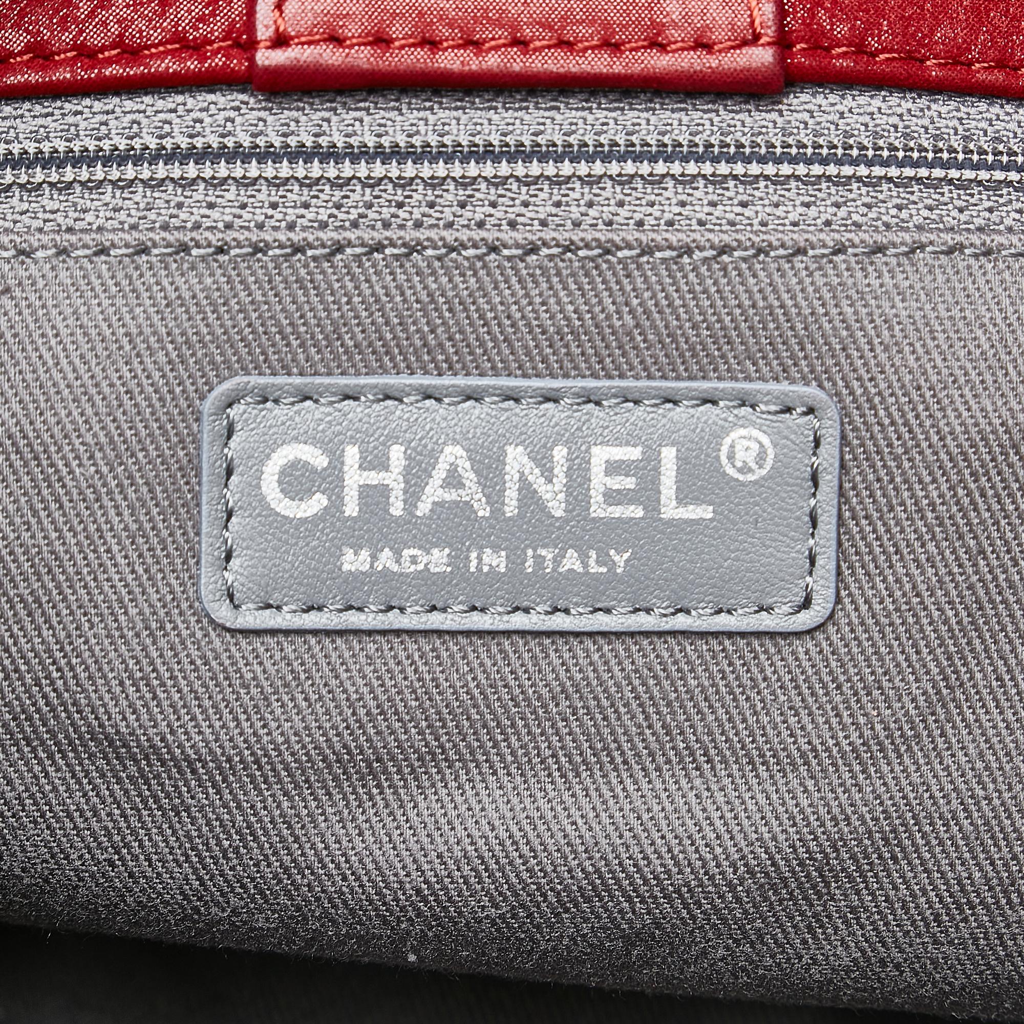 Chanel Red Wild Stitch CC Sea Hit Lambskin Leather Satchel