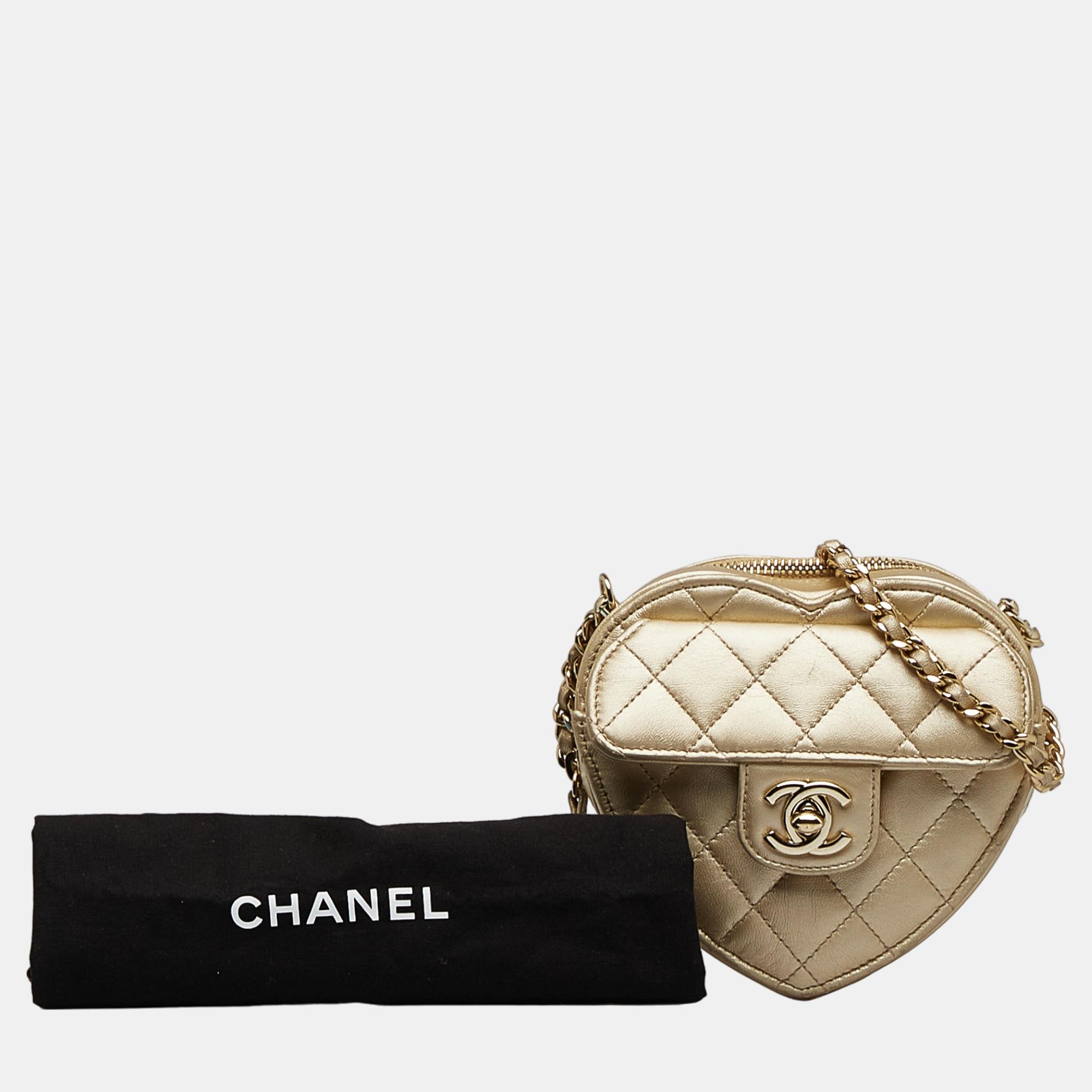 Chanel Gold Mini CC In Love Heart Crossbody