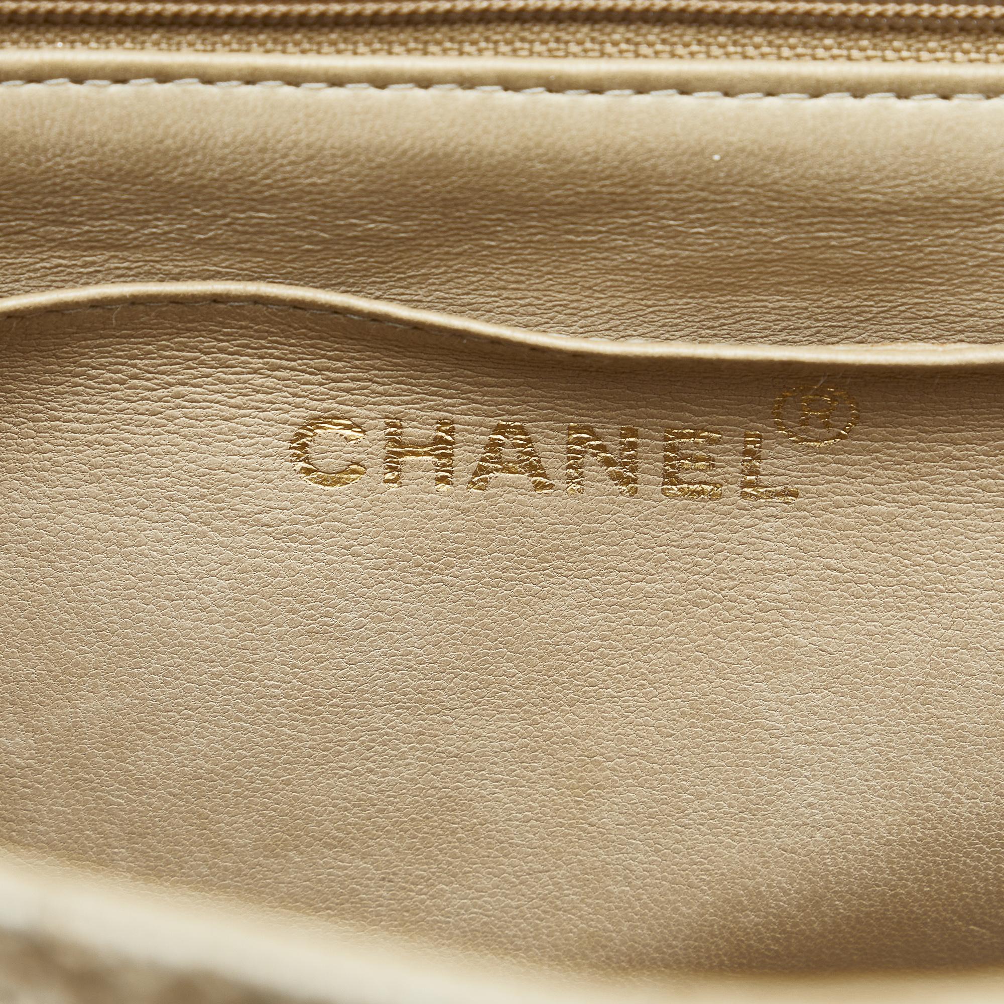 Chanel Beige Jumbo XL Classic Cotton Single Flap