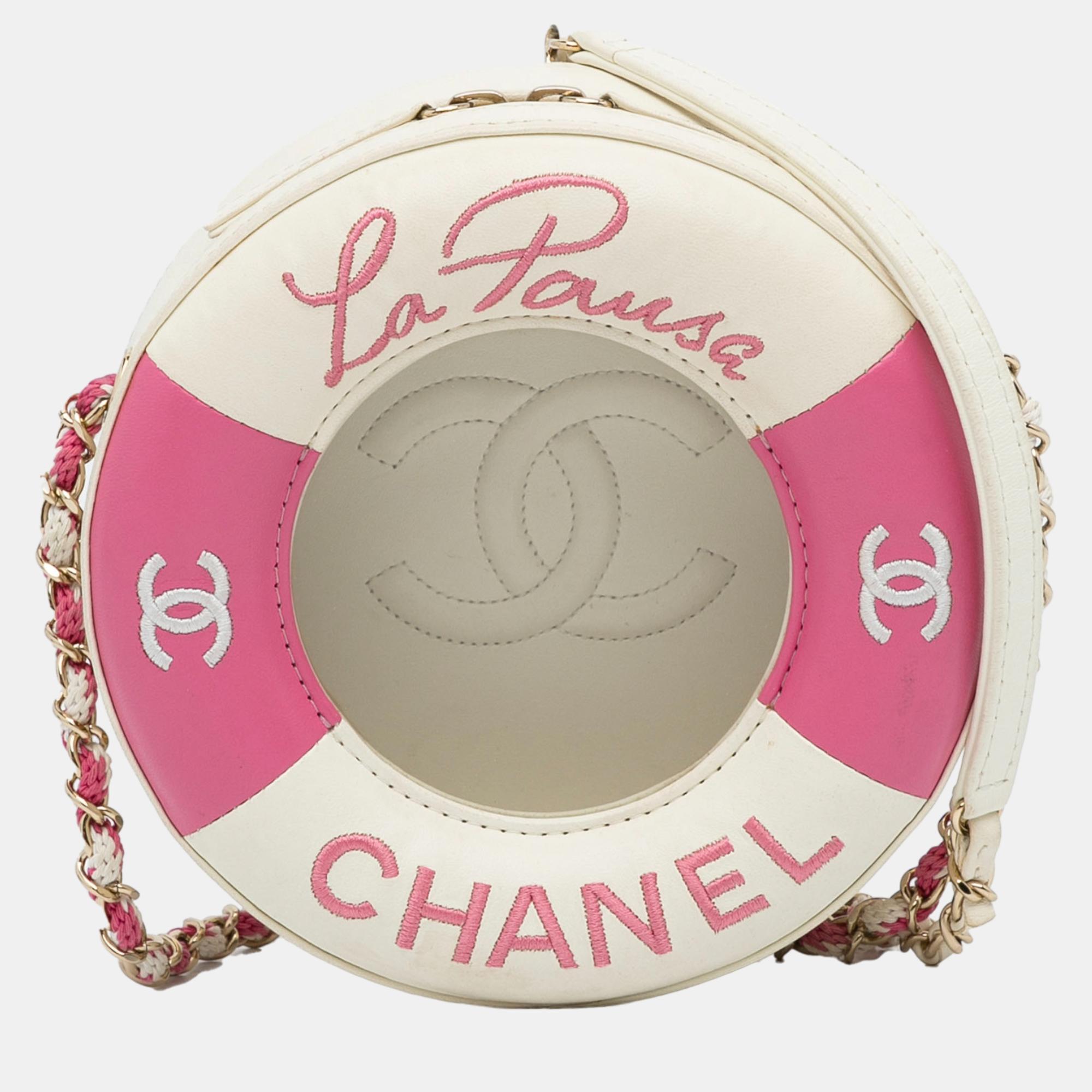 Chanel Pink/White Coco Lifesaver Round Crossbody