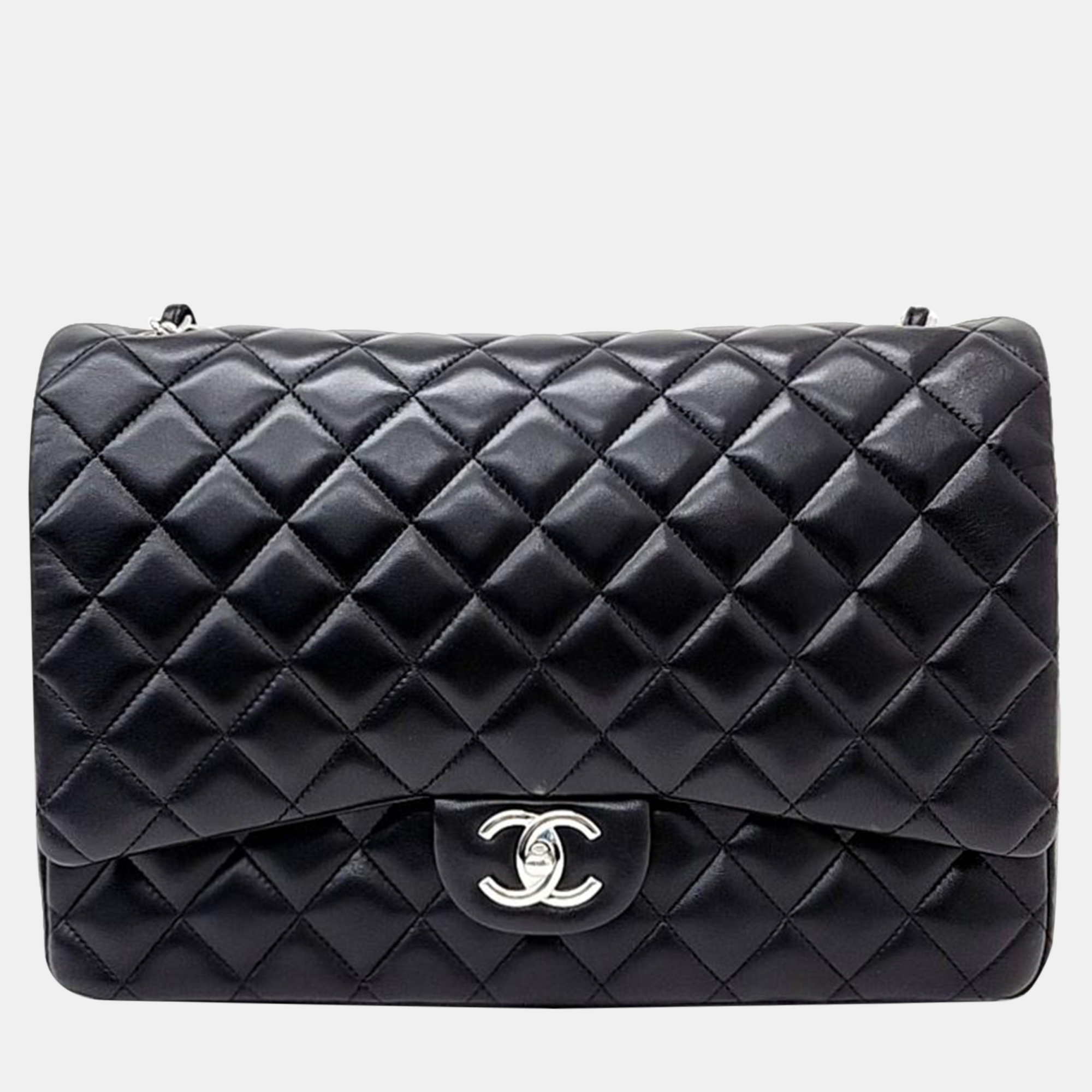 Chanel black leather classic maxi bag
