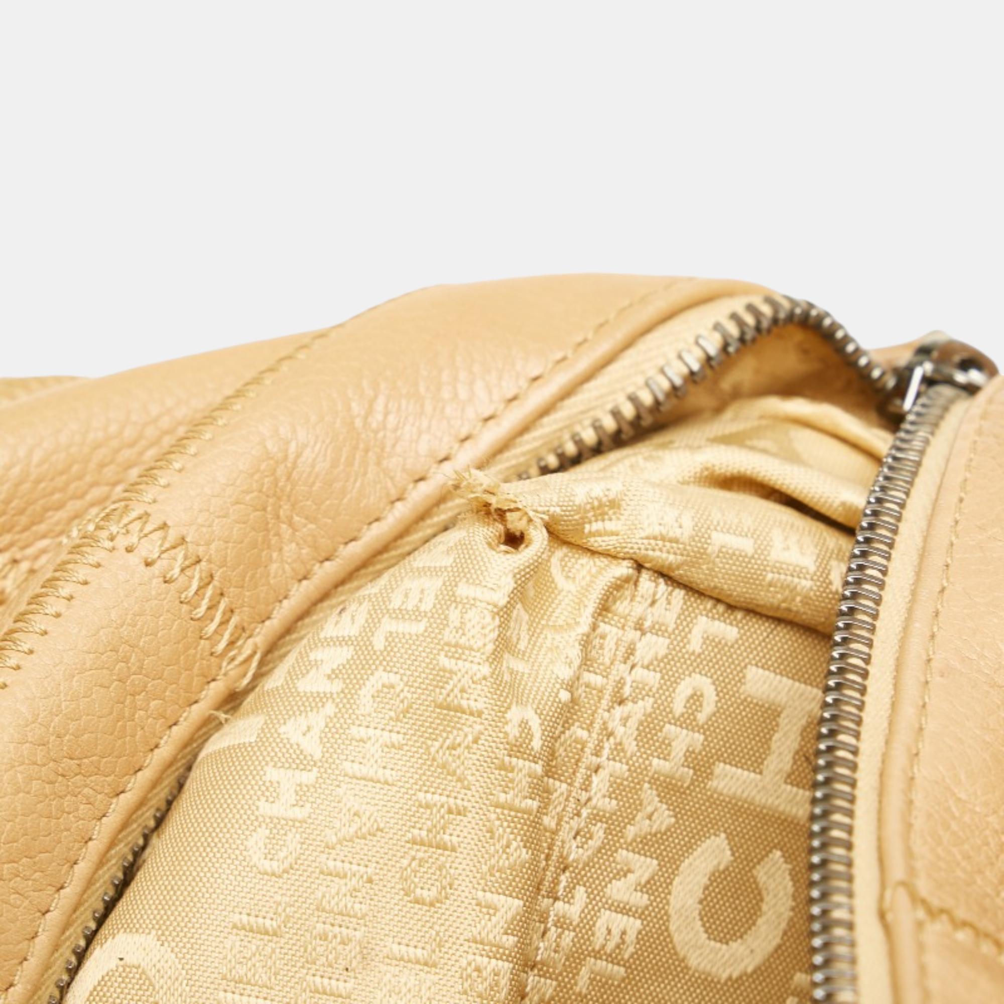 Chanel Brown Leather Choco Bar Leather Boston Bag Handbag
