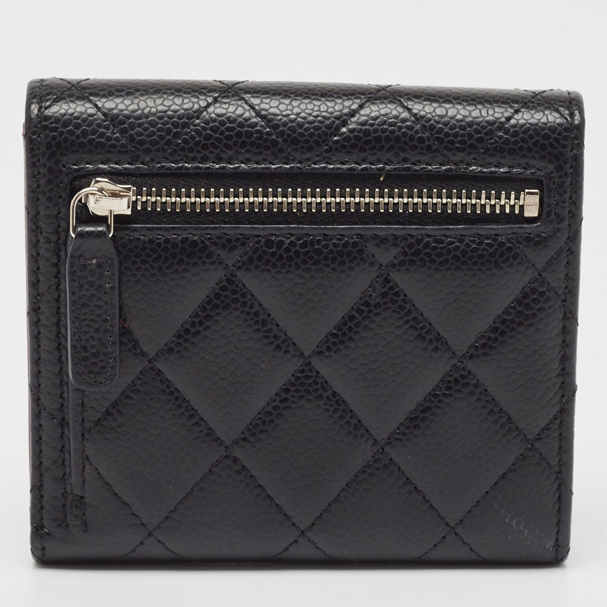 Chanel Black Quilted Caviar Leather Trifold CC Wallet