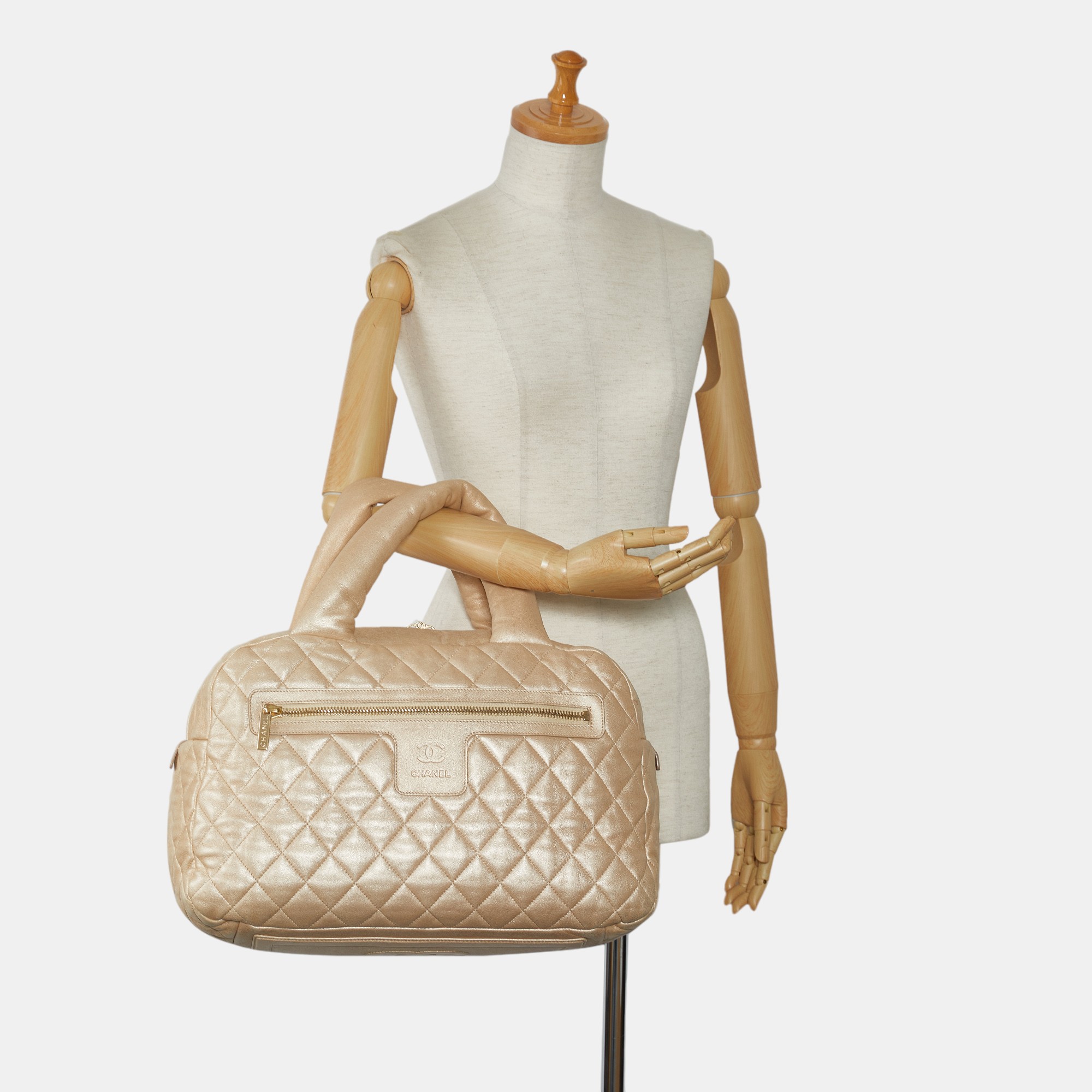 Chanel Beige Lambskin Coco Cocoon Bowler Bag