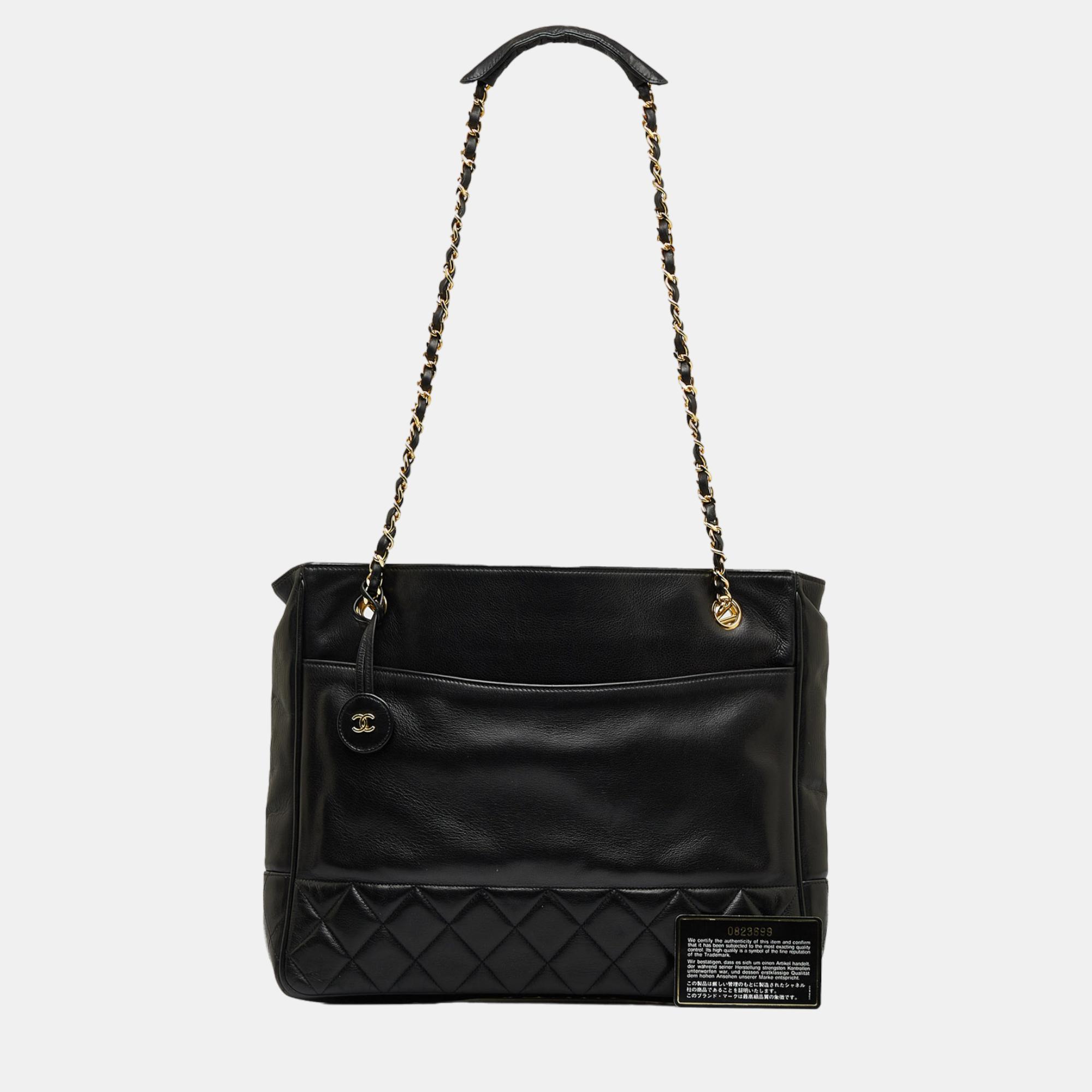 Chanel Black Lambskin Tote Bag