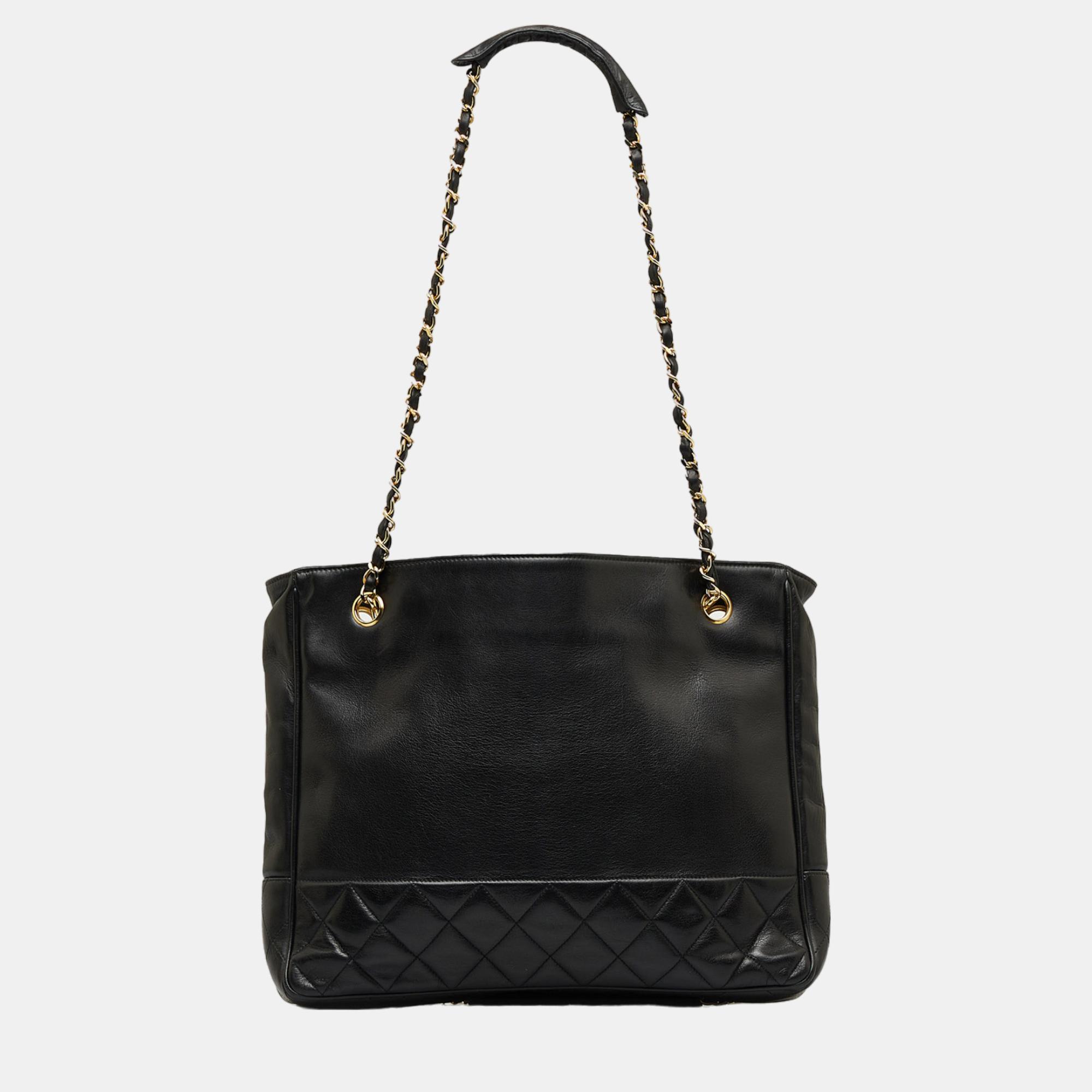 Chanel Black Lambskin Tote Bag