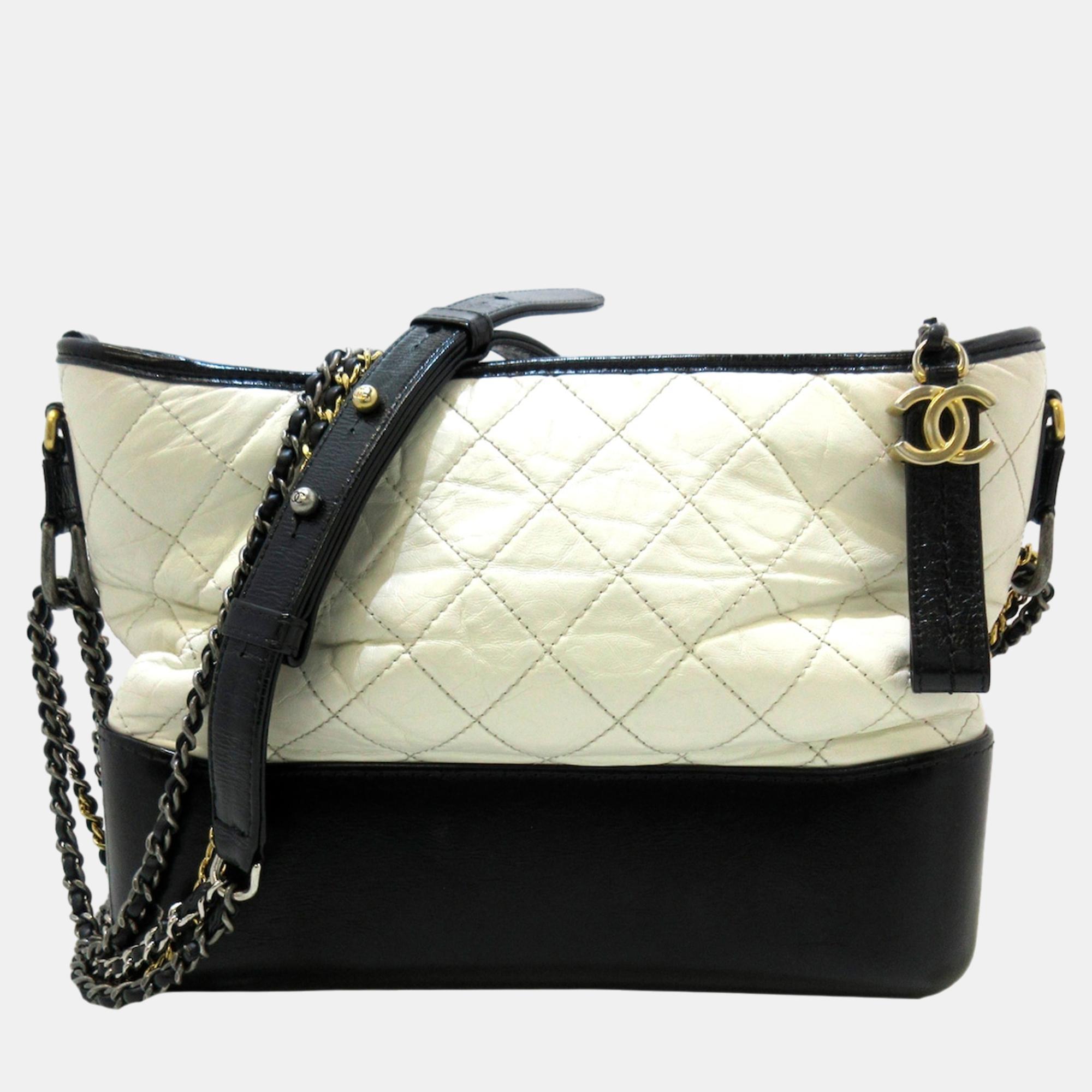 Chanel Black/White Small Lambskin Gabrielle Crossbody Bag