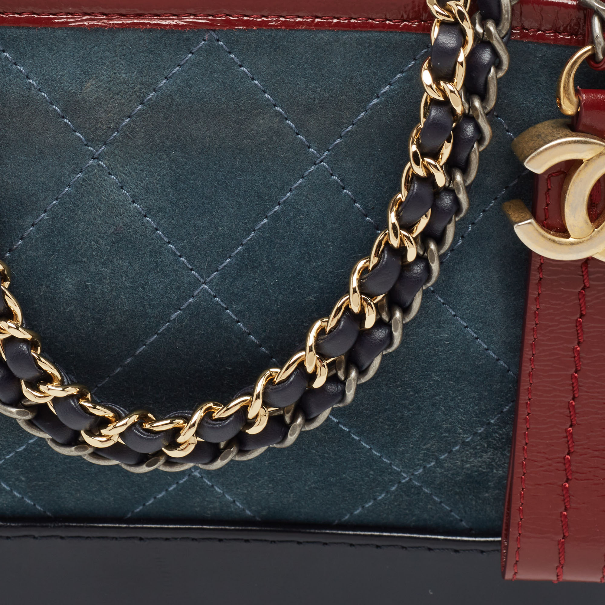 Chanel Multicolor Quilted Suede And Leather Small Gabrielle Bag