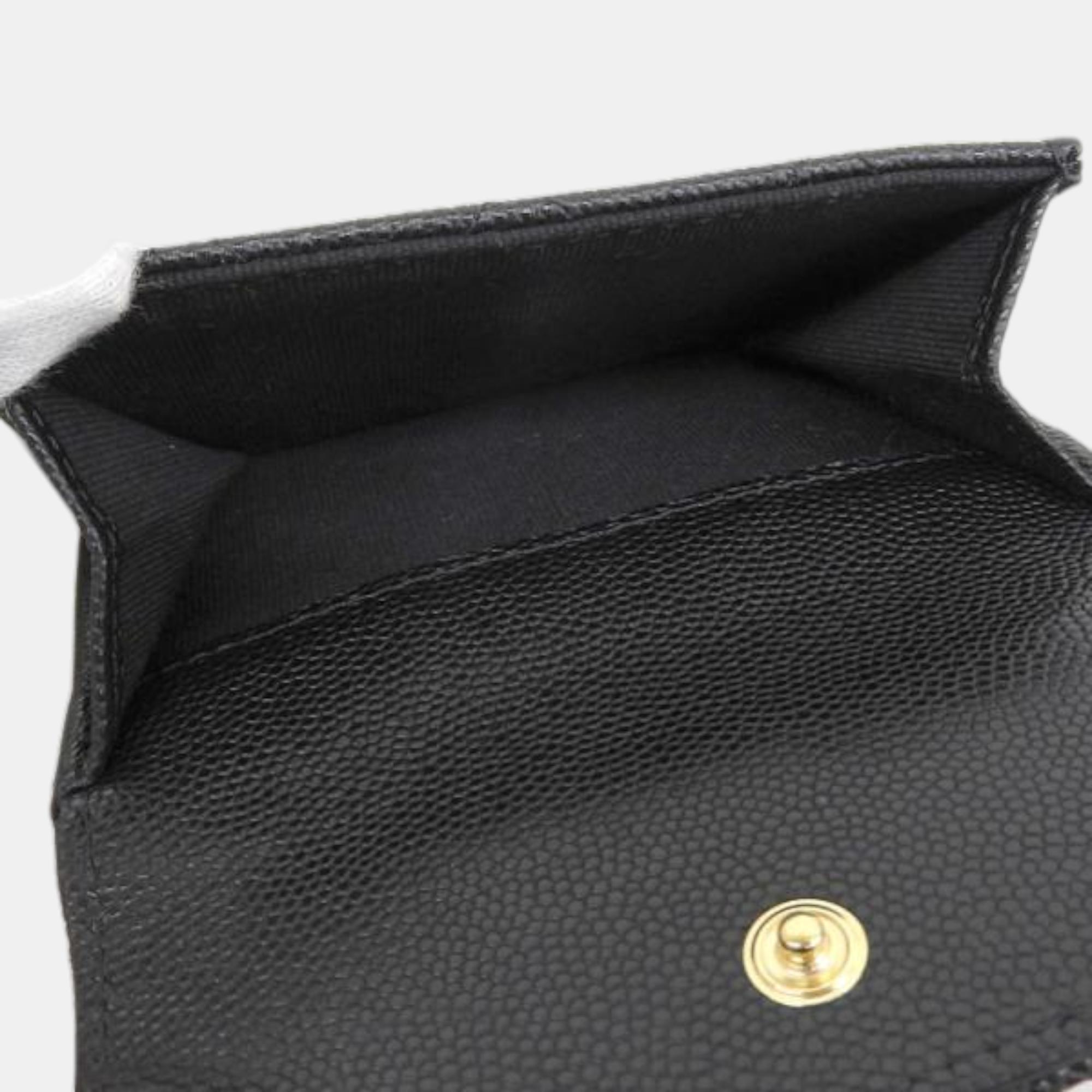 Chanel Black Leather Coco Casino Tri-fold Wallet