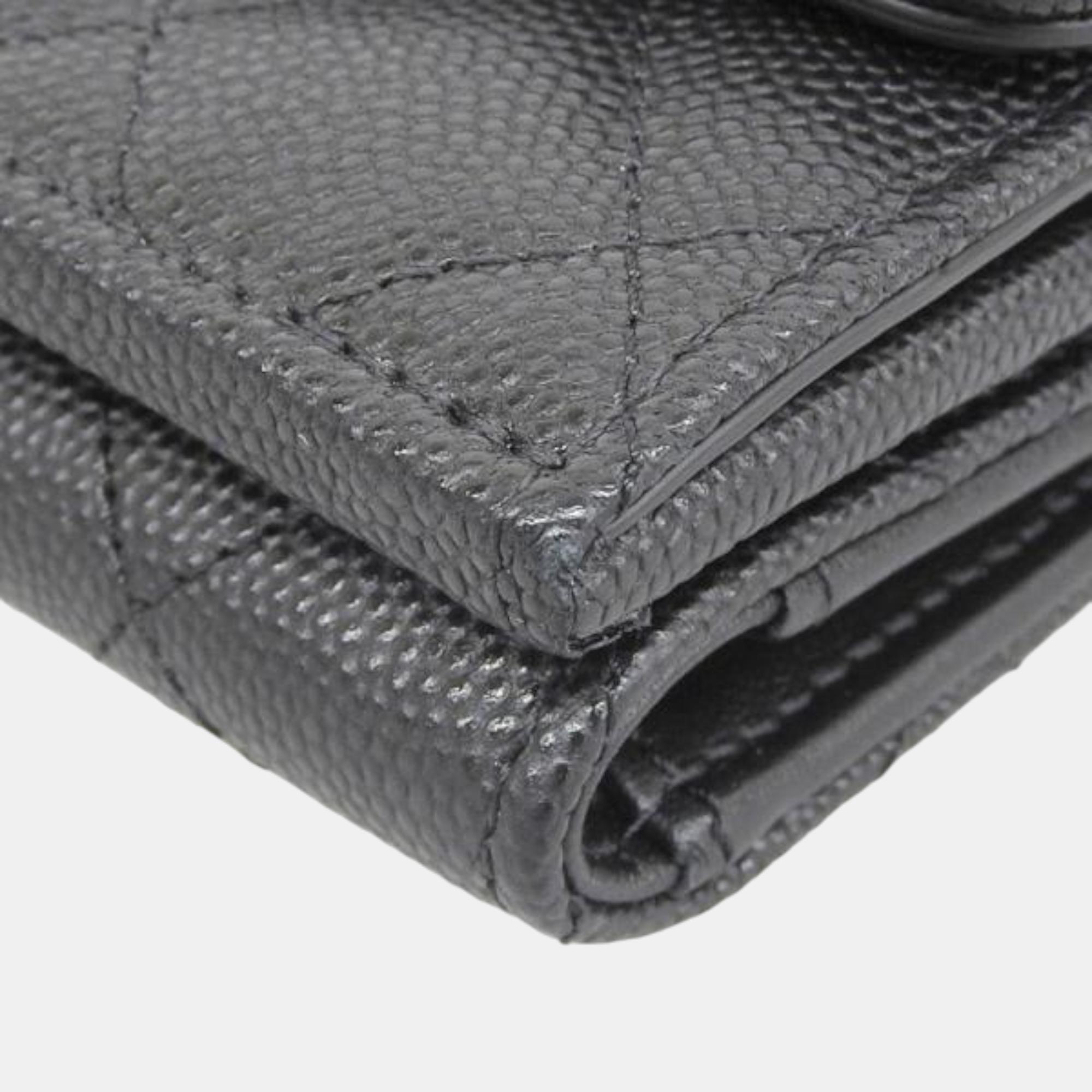 Chanel Black Leather Coco Casino Tri-fold Wallet