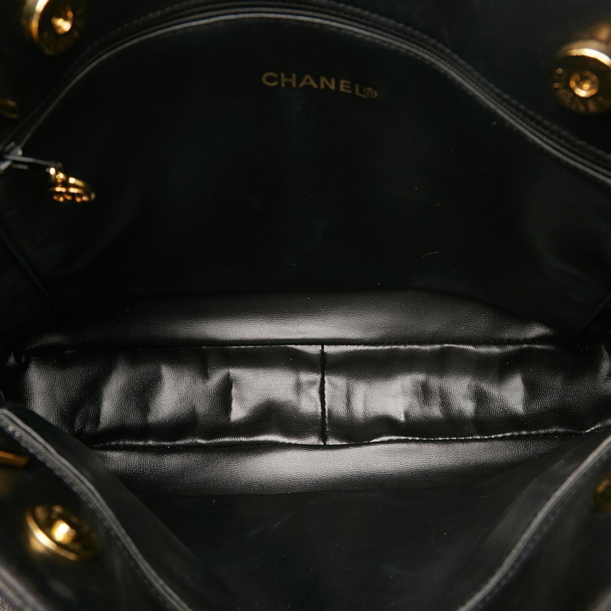 Chanel Black Leather Quilted CC Chain Shoulder Bag