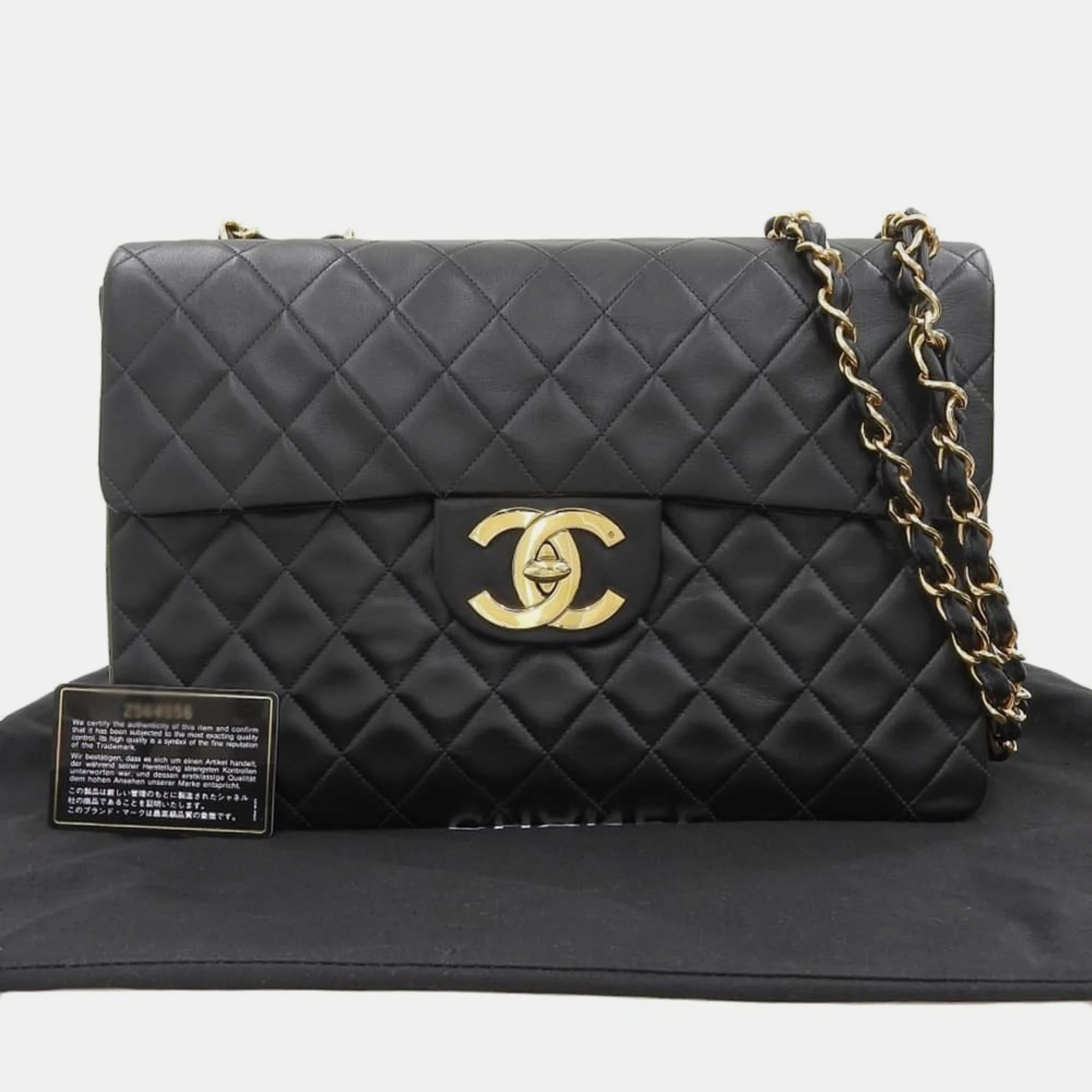 Chanel black jumbo xl classic single flap bag