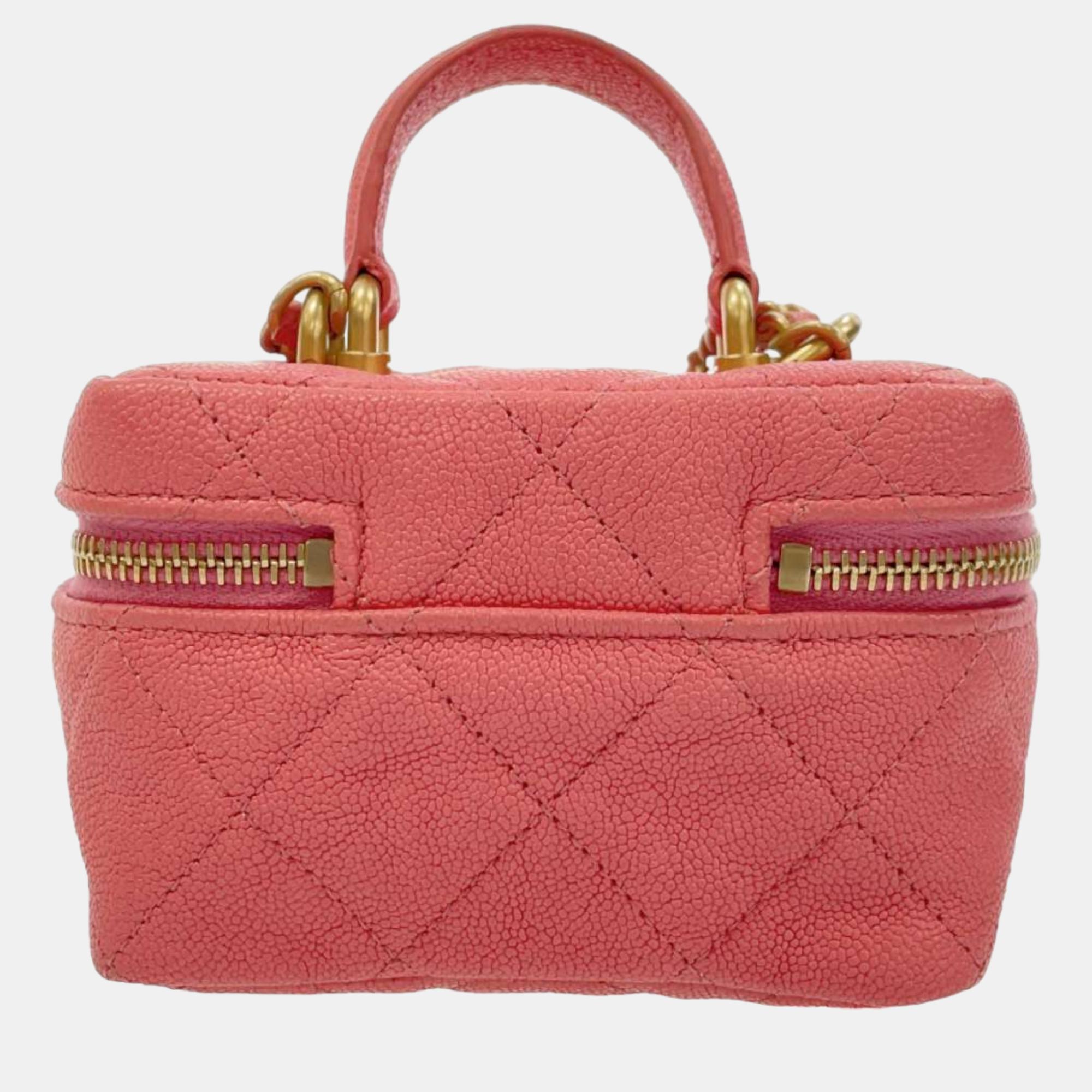 Chanel Pink Leather Mini Vanity Case