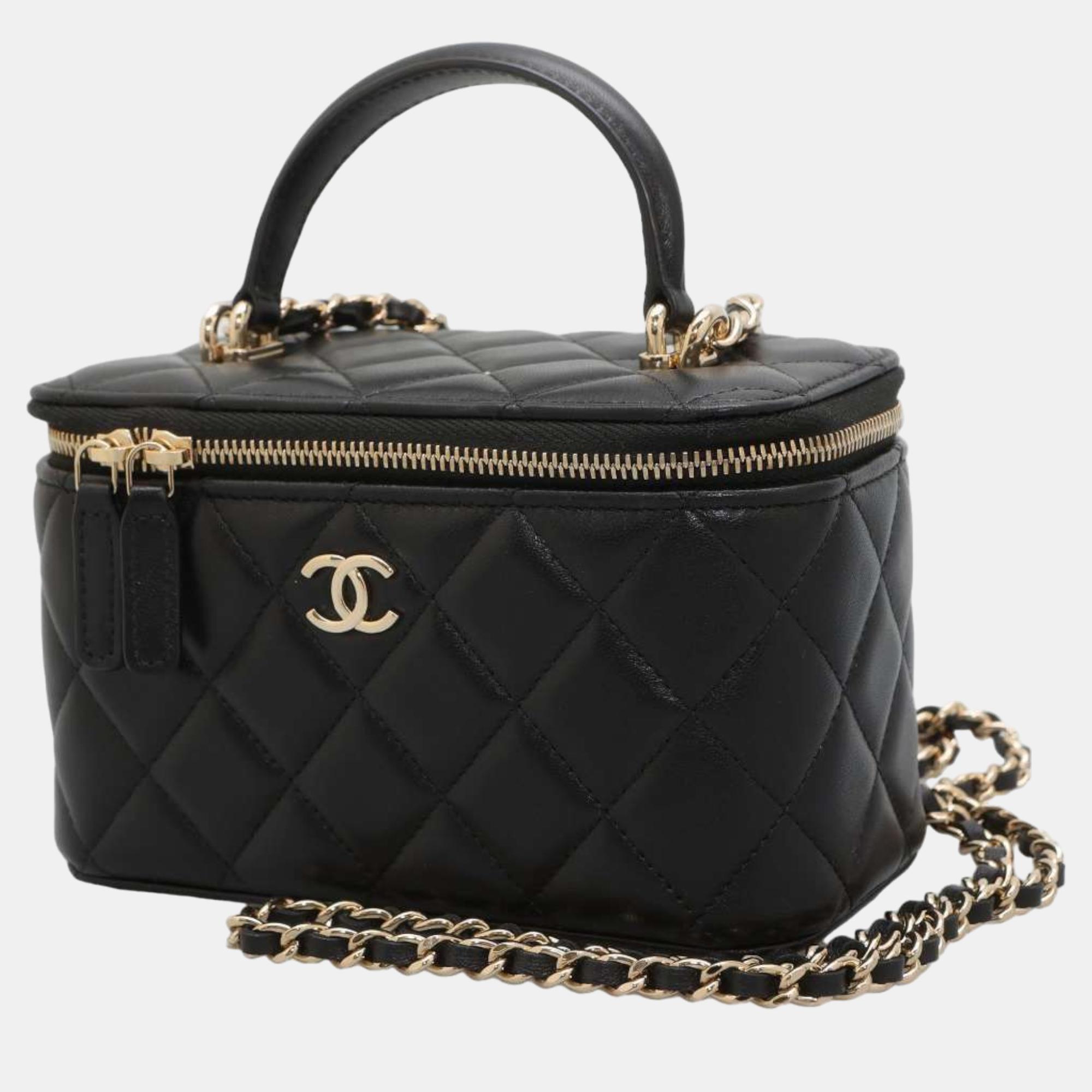 Chanel Black Leather Vanity Case