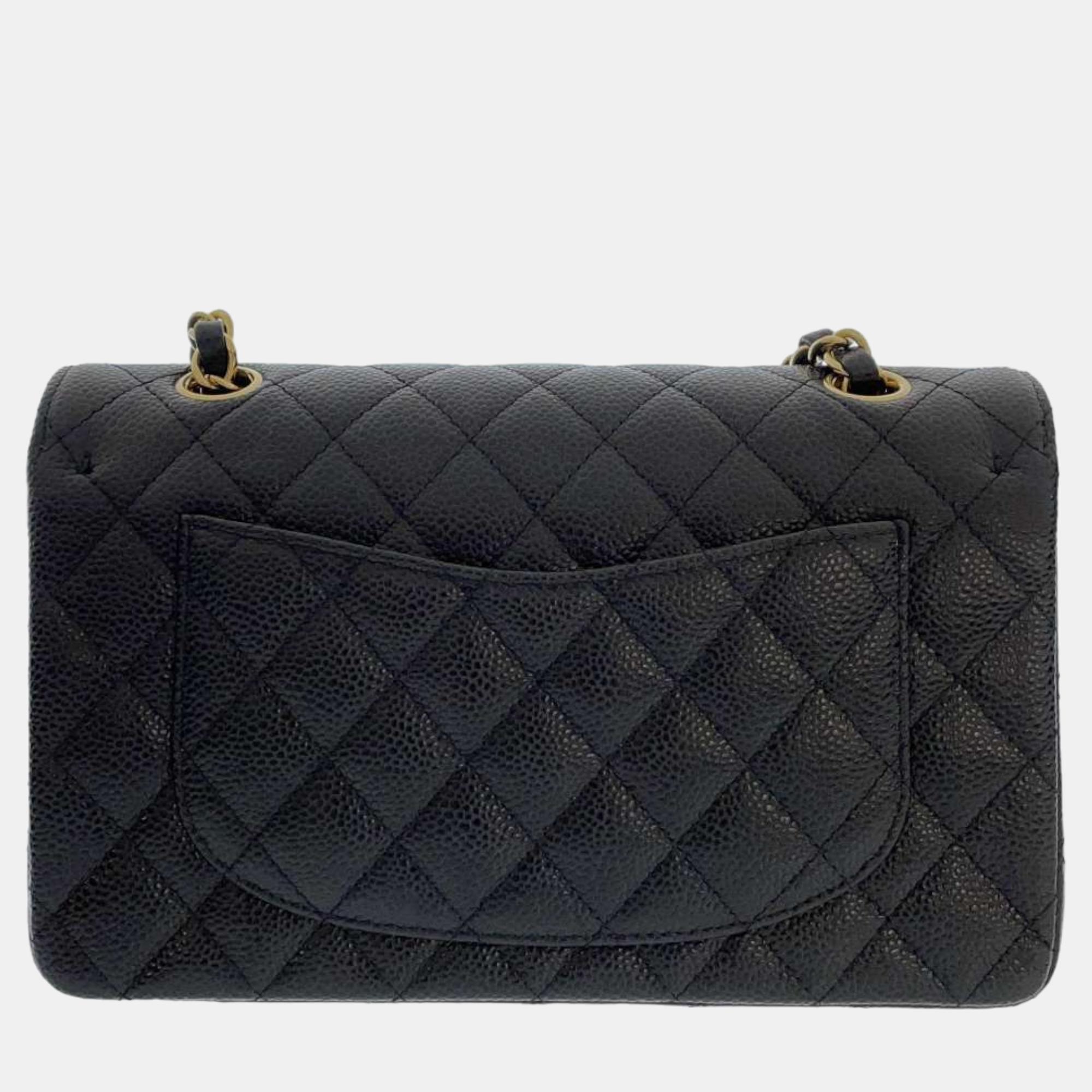 Chanel Black  Leather Classic Double Flap Bag
