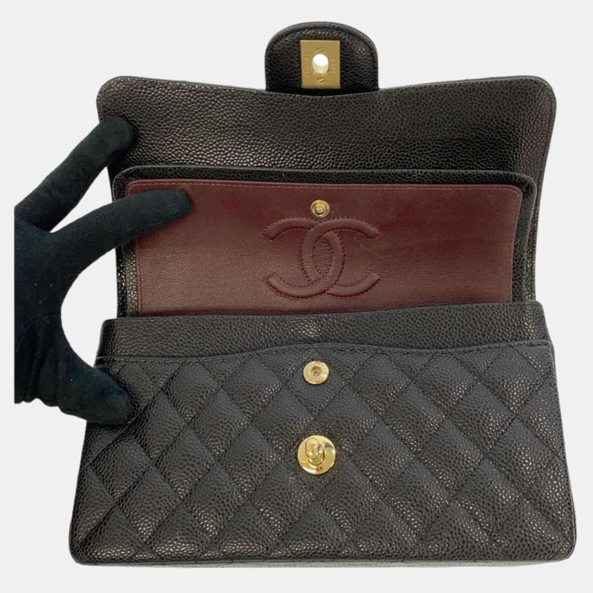 Chanel Black  Leather Classic Double Flap Bag