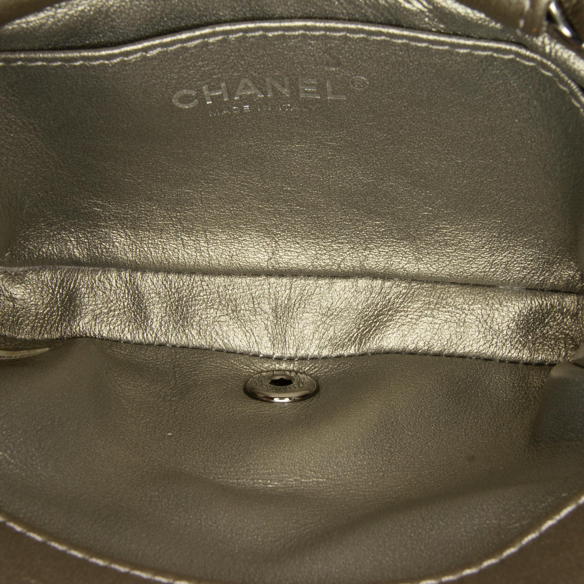 Chanel Grey Mini Embellished Calfskin Chevron Square Envelop Flap