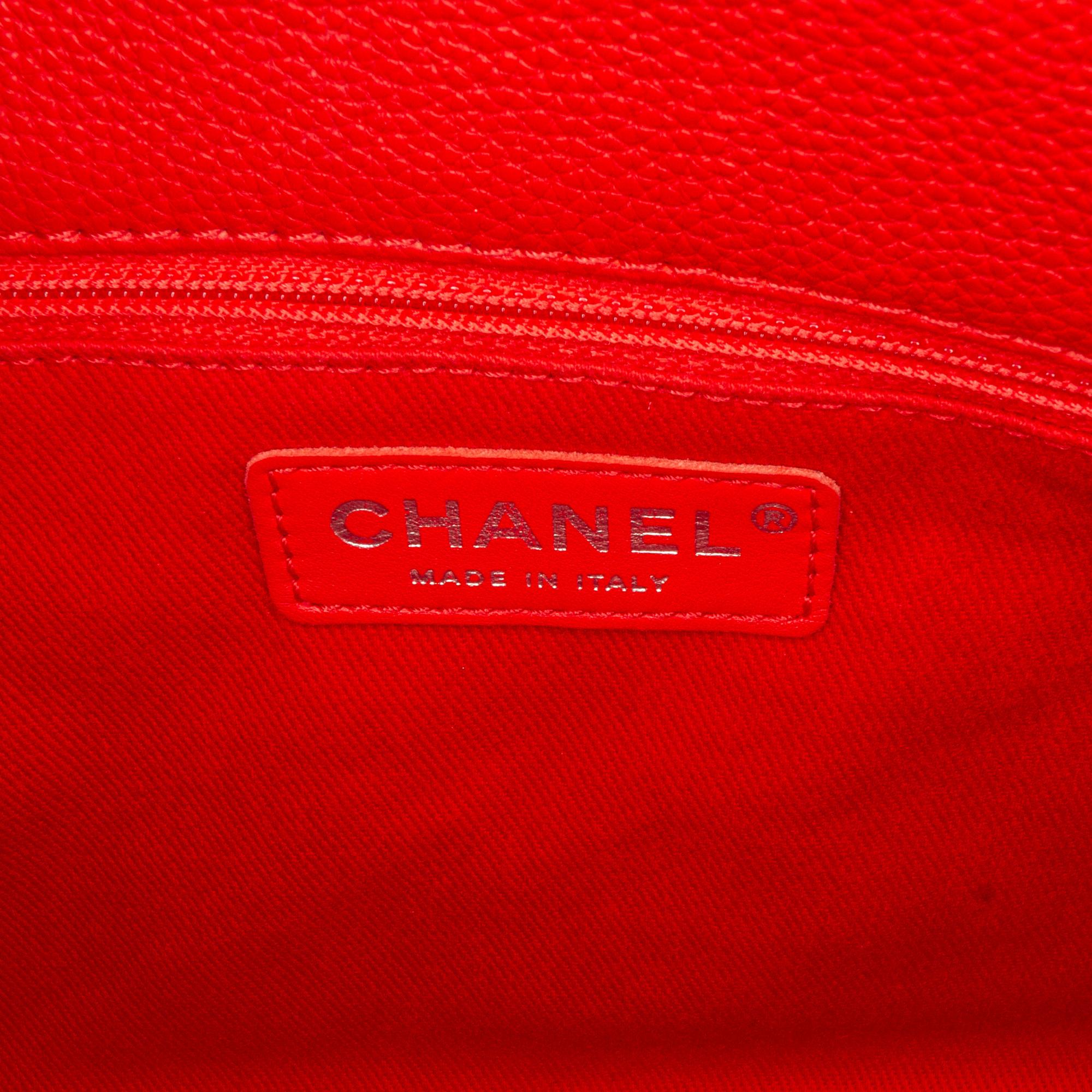 Chanel Red Caviar Double Compartment CC Chain Flap
