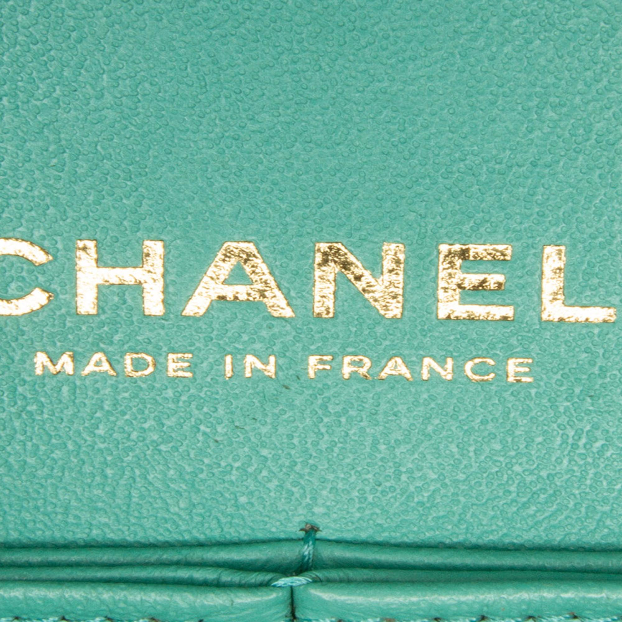 Chanel Green Medium Classic Lambskin Double Flap