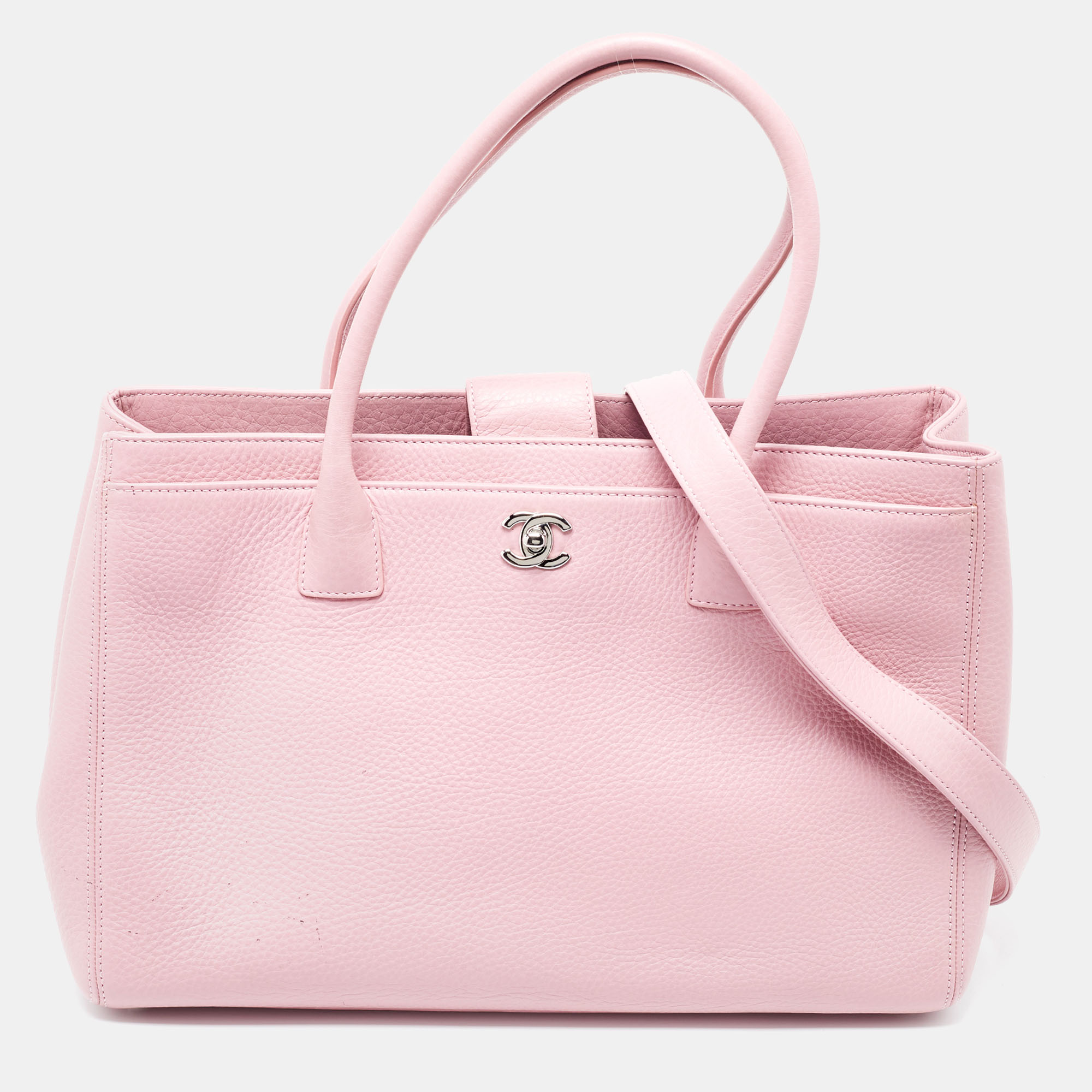 Chanel pink leather executive cerf tote