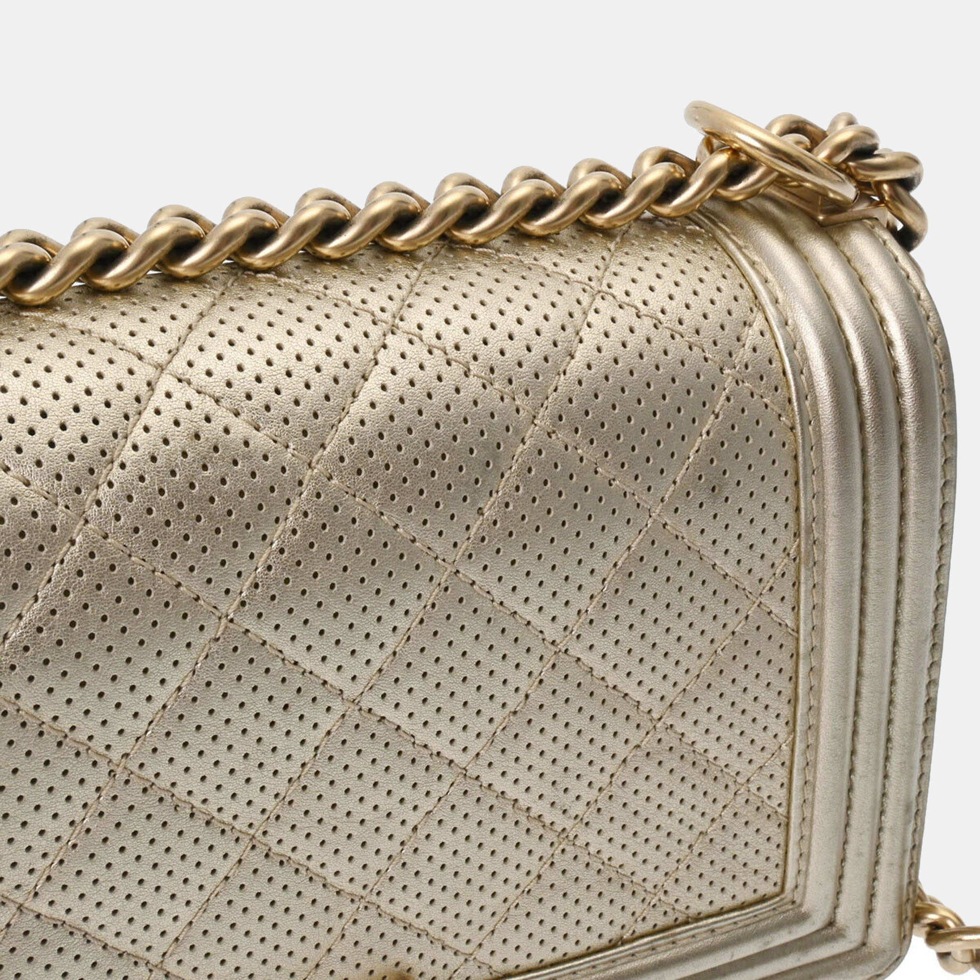 Chanel Gold Leather Boy Shoulder Bag