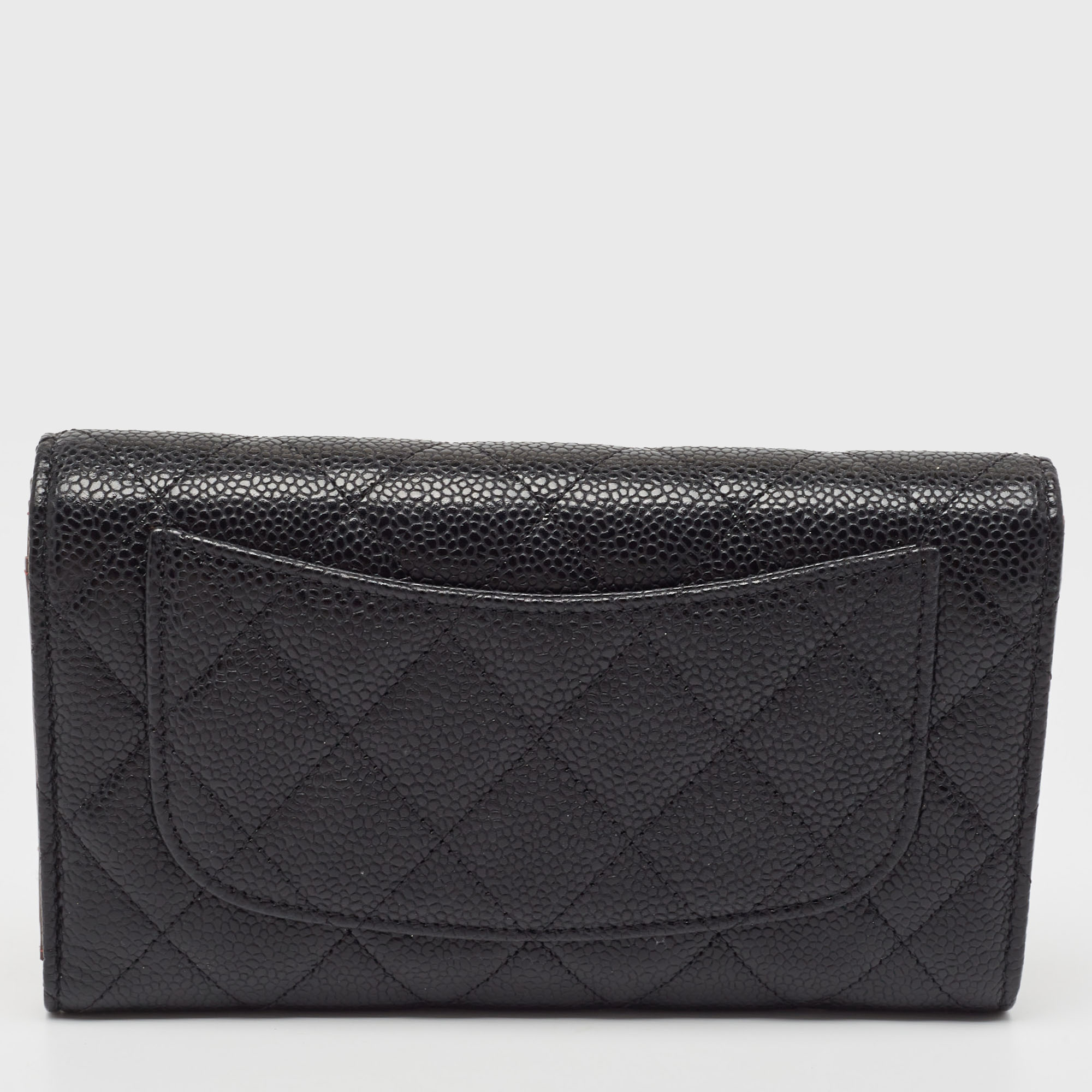 Chanel Black Quilted Caviar Leather Classic Flap Wallet
