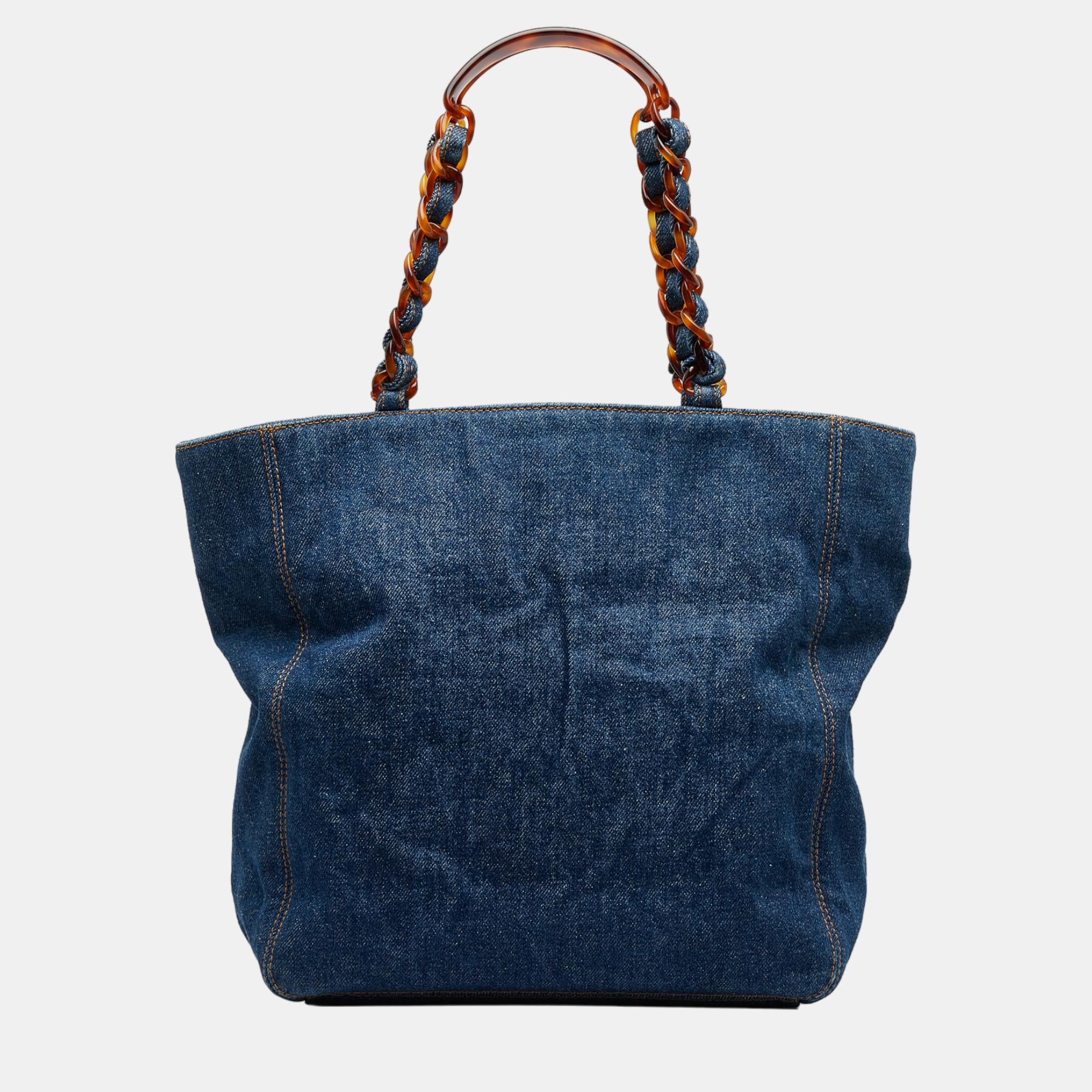 Chanel Blue CC Denim Tote Bag