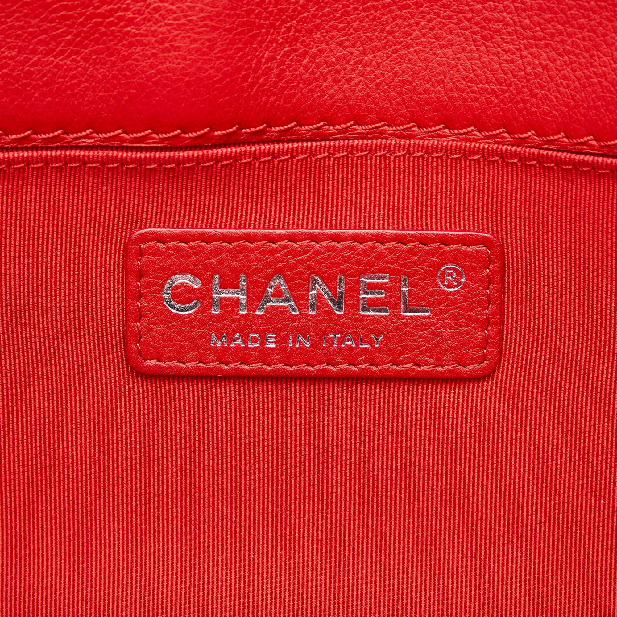 Chanel Red Medium Lambskin Boy Reverso Flap