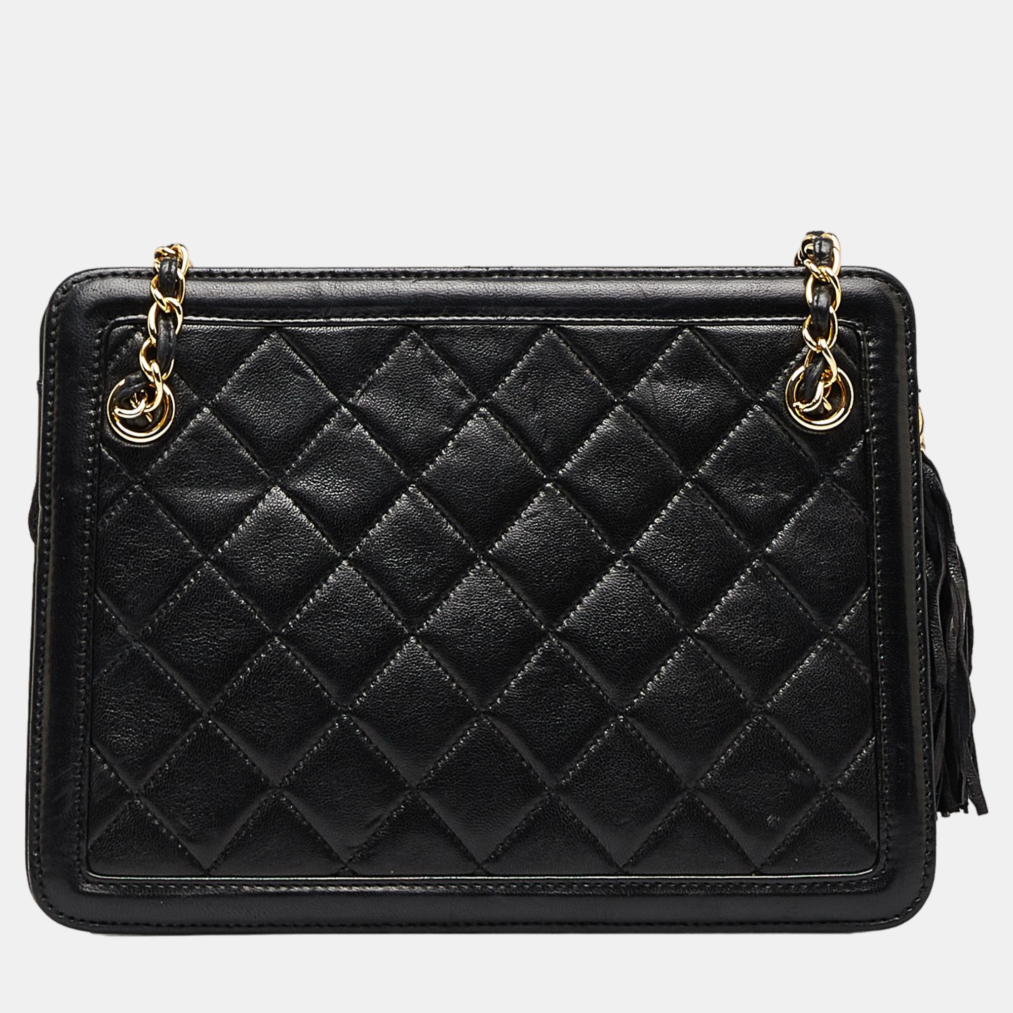 Chanel Black Quilted Lambskin Shoulder Bag