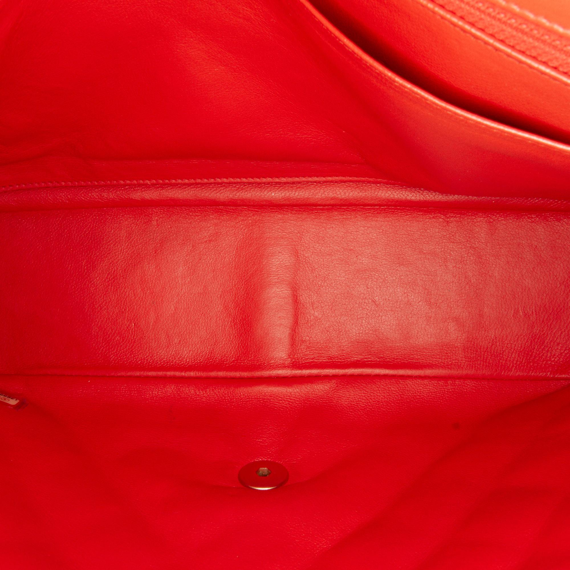 Chanel Red Jumbo Classic Lambskin Single Flap