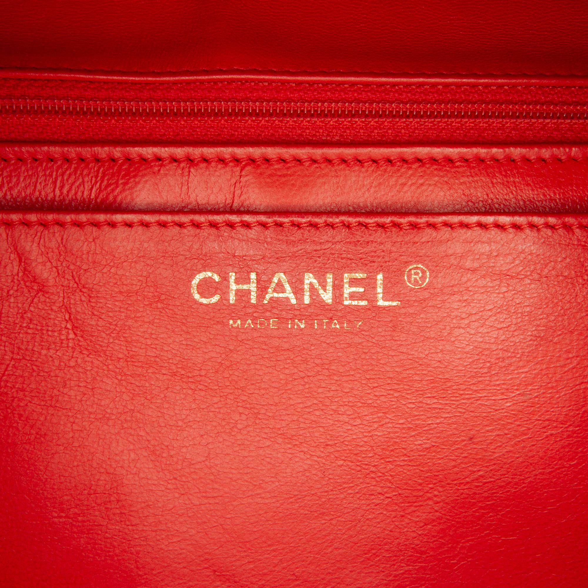Chanel Red Jumbo Classic Lambskin Single Flap