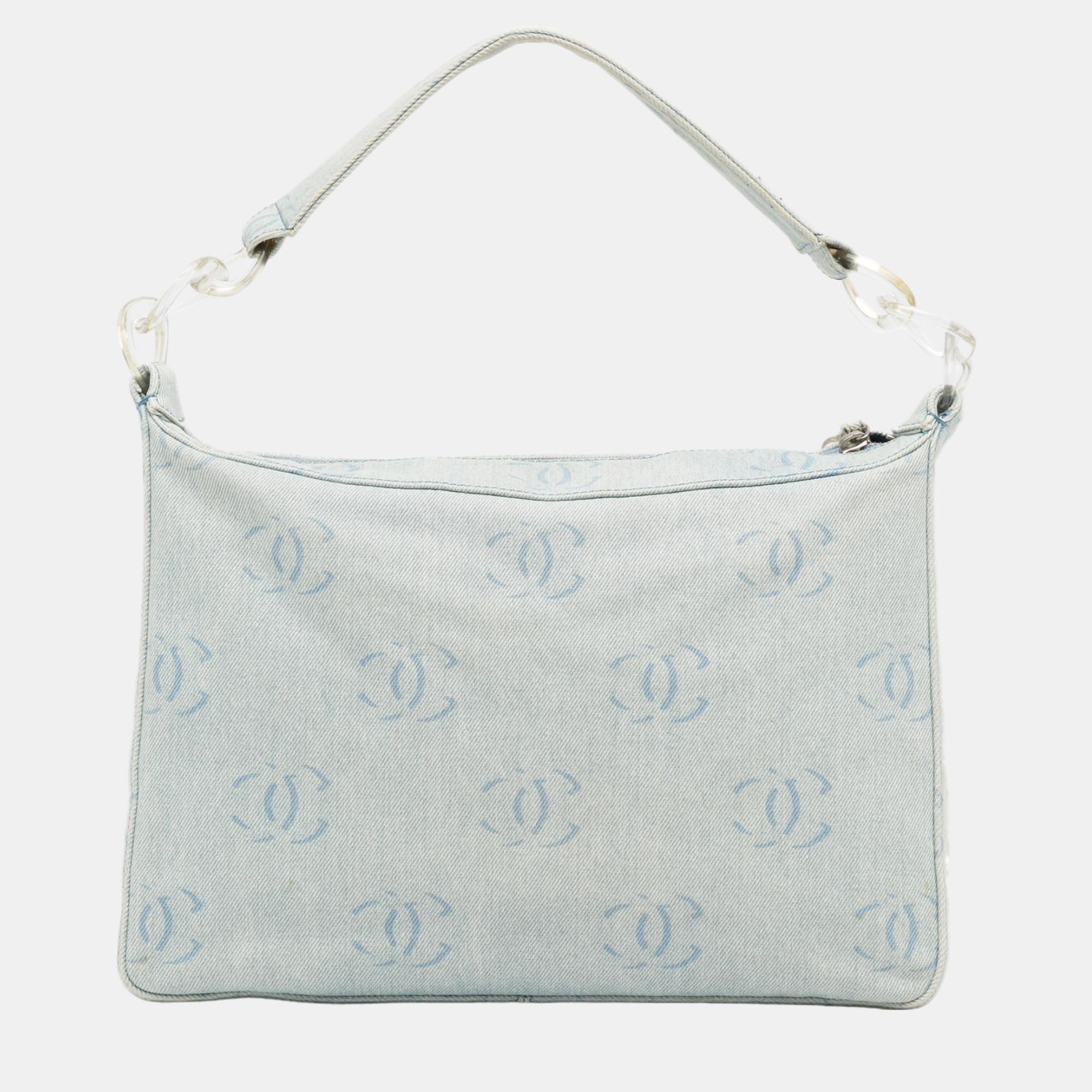 Chanel Blue CC Denim Shoulder Bag