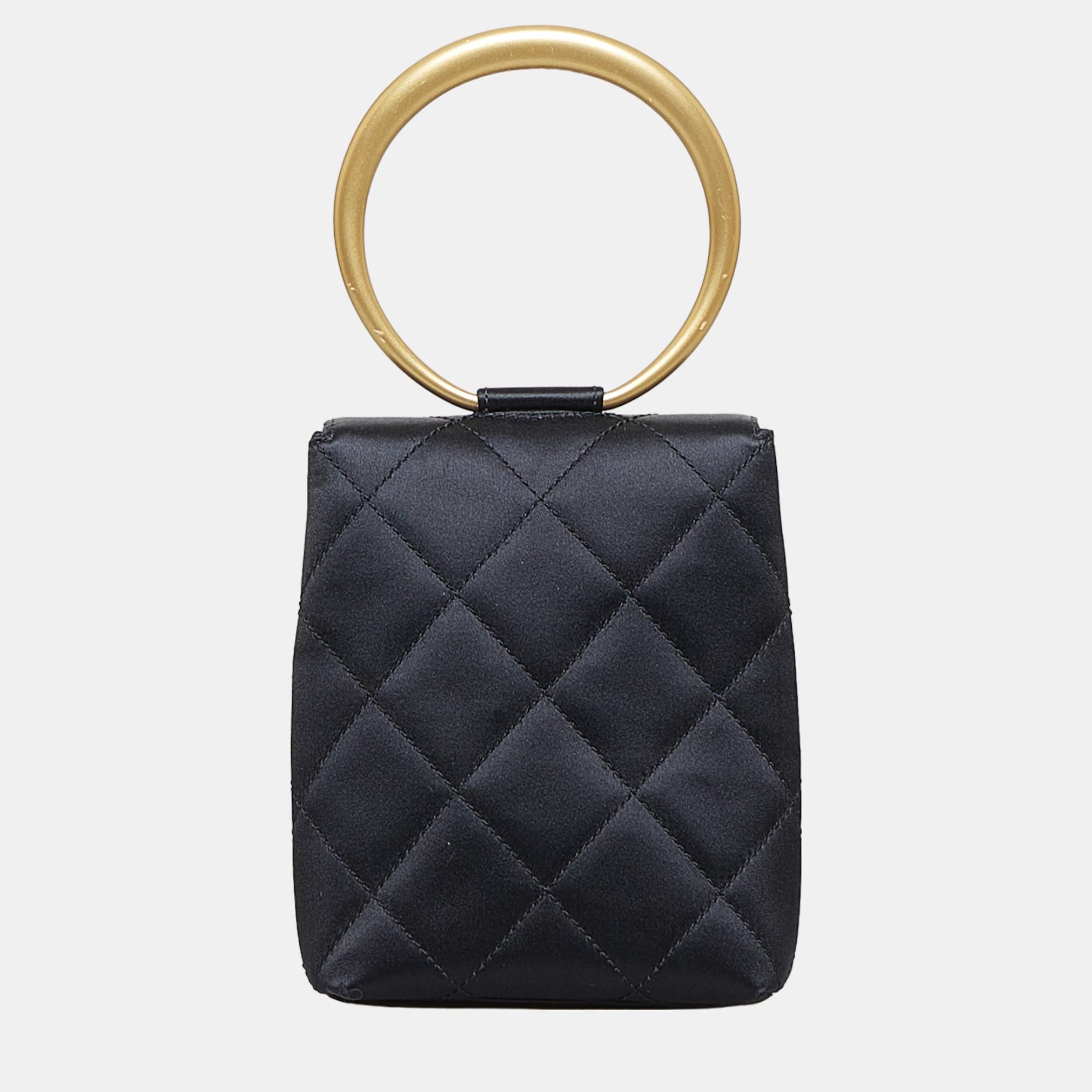 Chanel Black CC Matelasse Bracelet Handbag