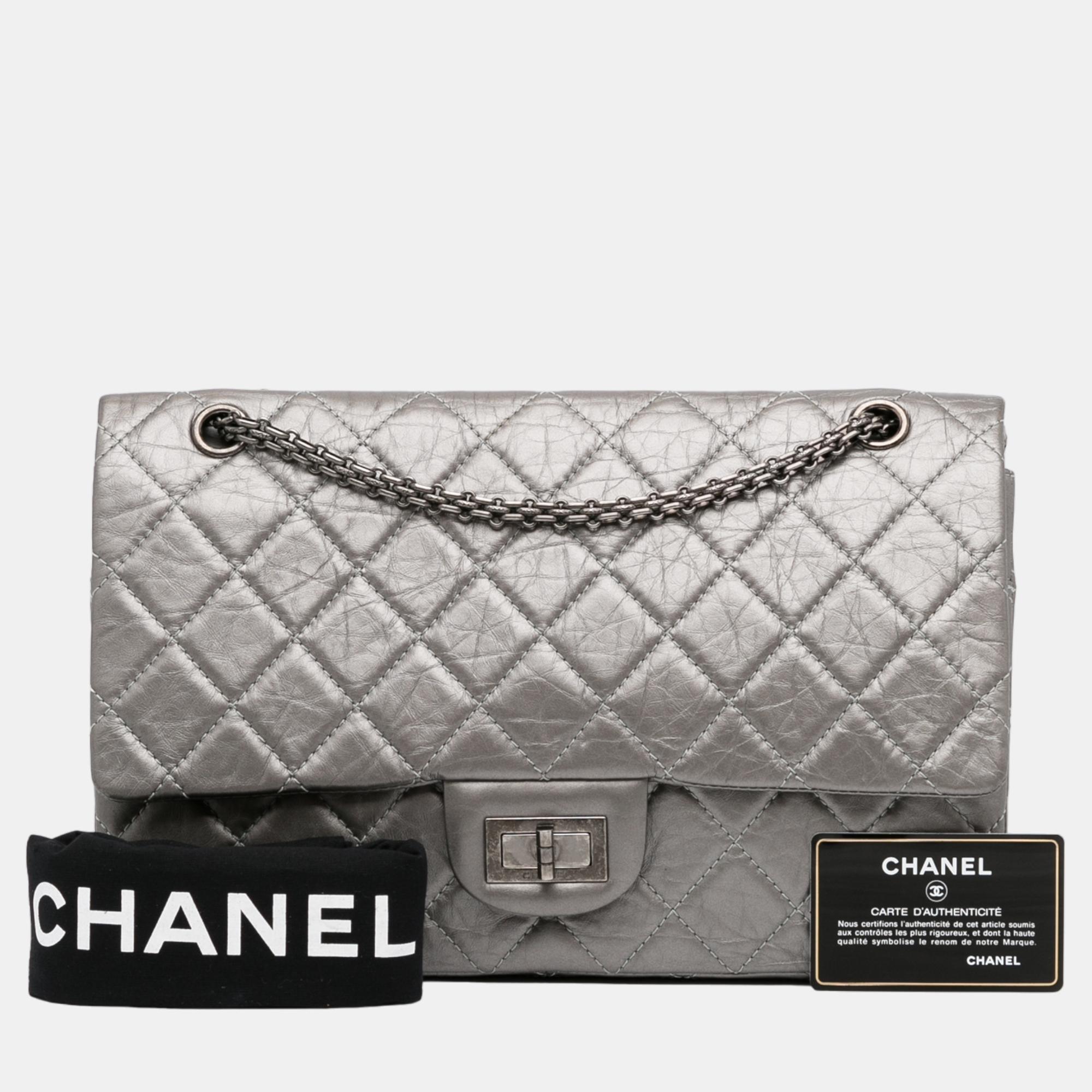 Chanel Silver Reissue 2.55 Aged Calfskin Double Flap 227