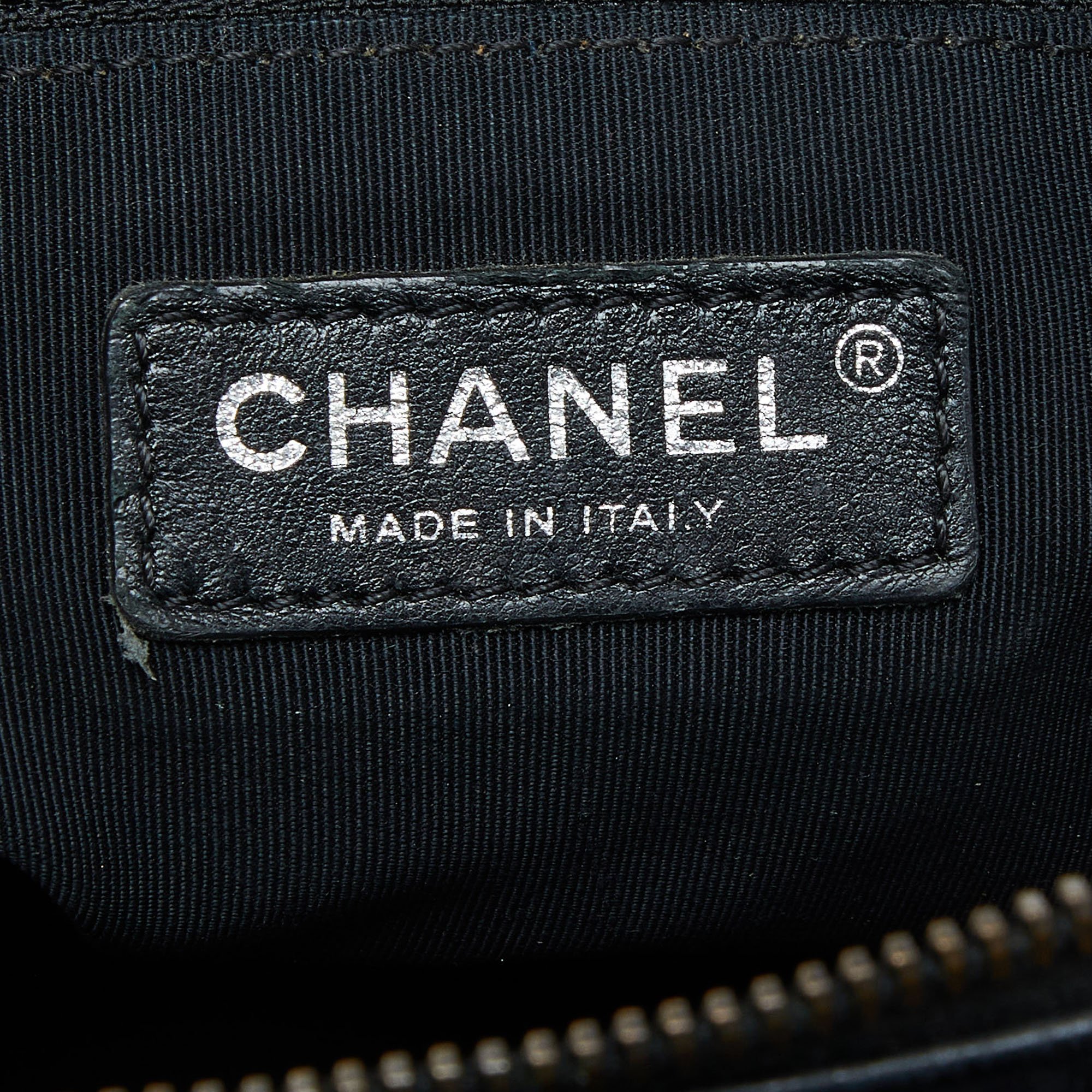 Chanel Black Quilted Double Stitch Leather Boy Tote