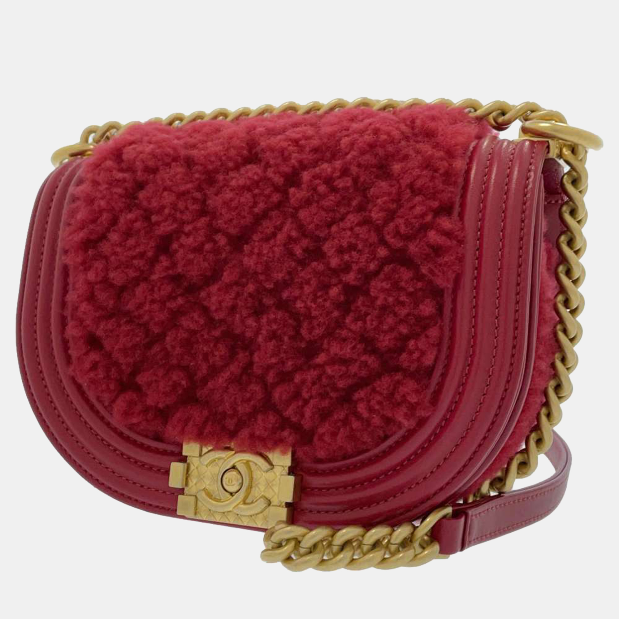 Chanel burgundy small mouton boy flap bag