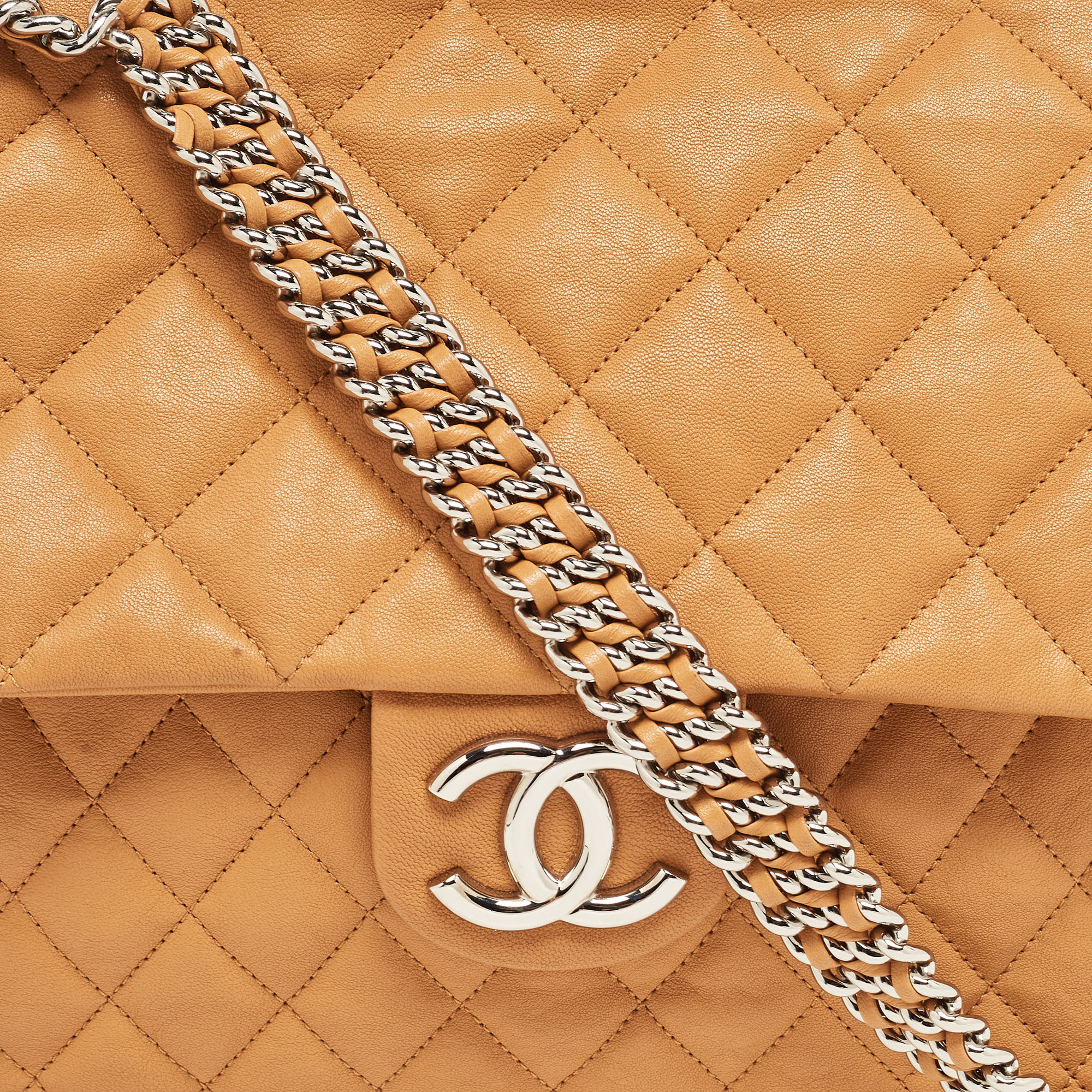 Chanel Brown Quilted Leather Maxi Chain Around Flap Bag