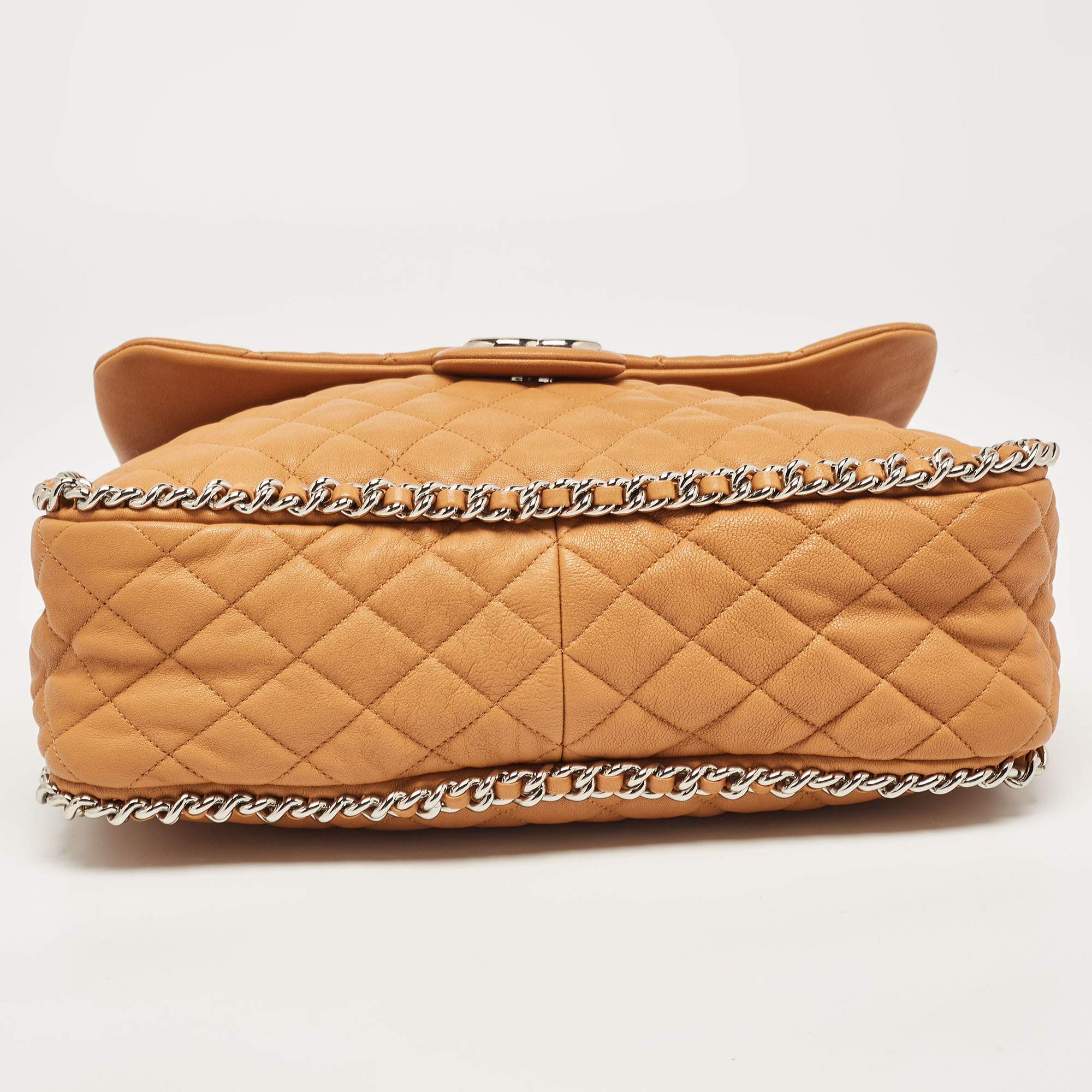 Chanel Brown Quilted Leather Maxi Chain Around Flap Bag